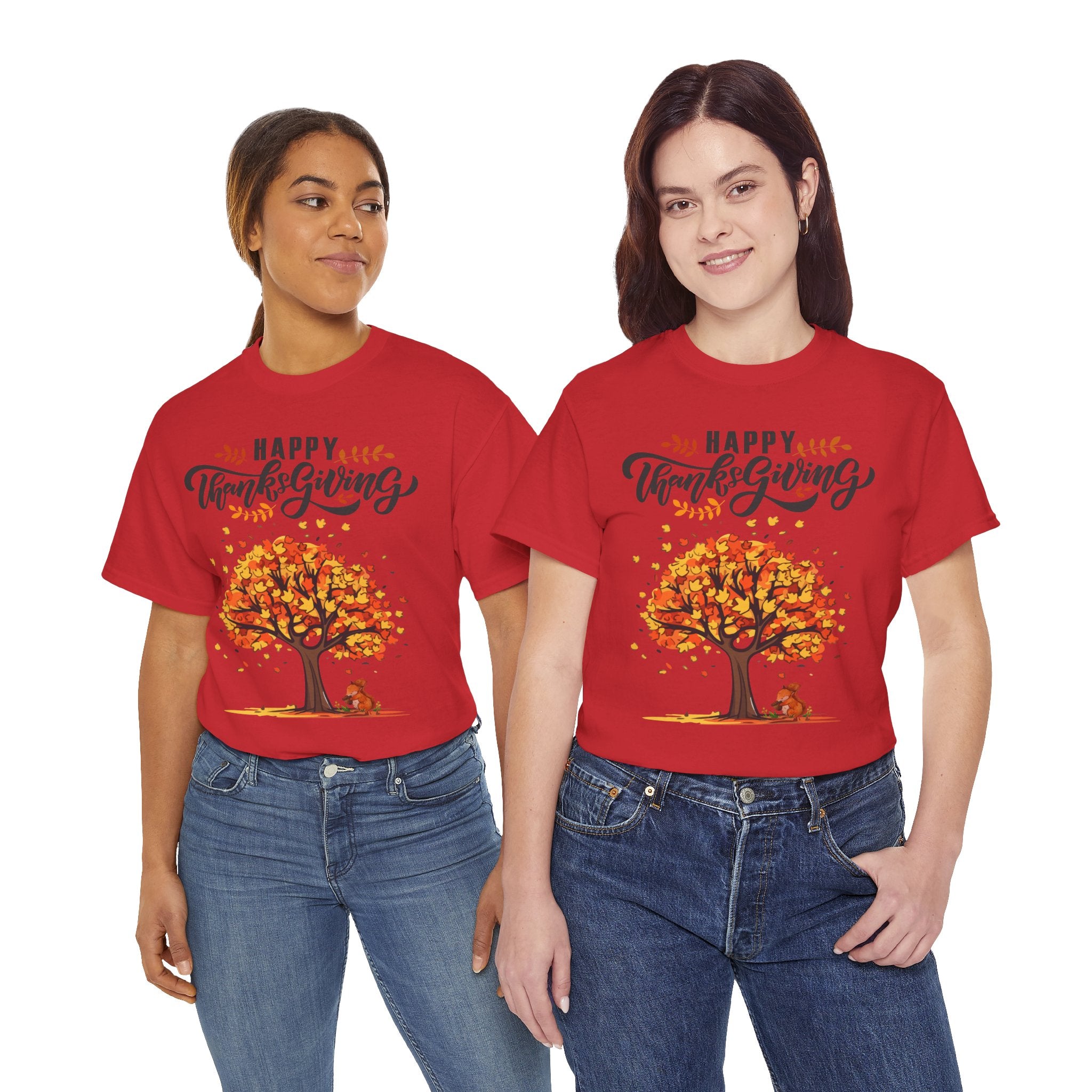 Happy Thanksgiving Tree Unisex Tee, Autumn Shirt, Holiday Apparel, Fall Fashion, Seasonal Gift