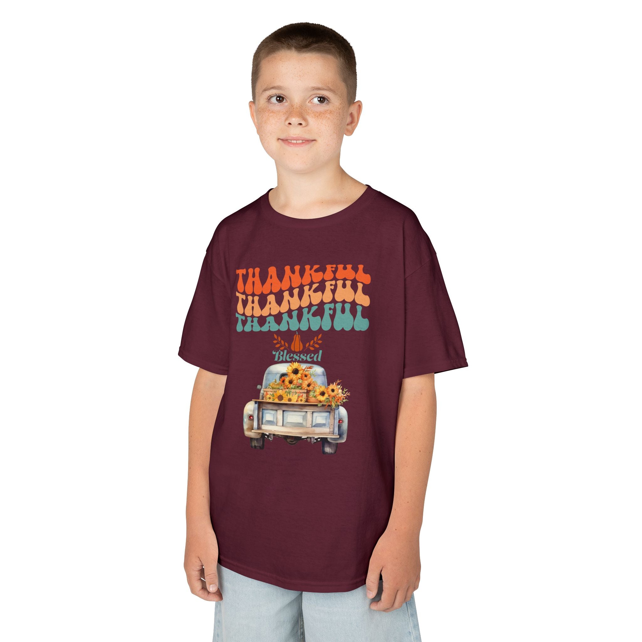 Thankful Kids Tee | Cute Autumn T-Shirt | Thanksgiving Gift | Kids Holiday Wear | Family Gathering Apparel