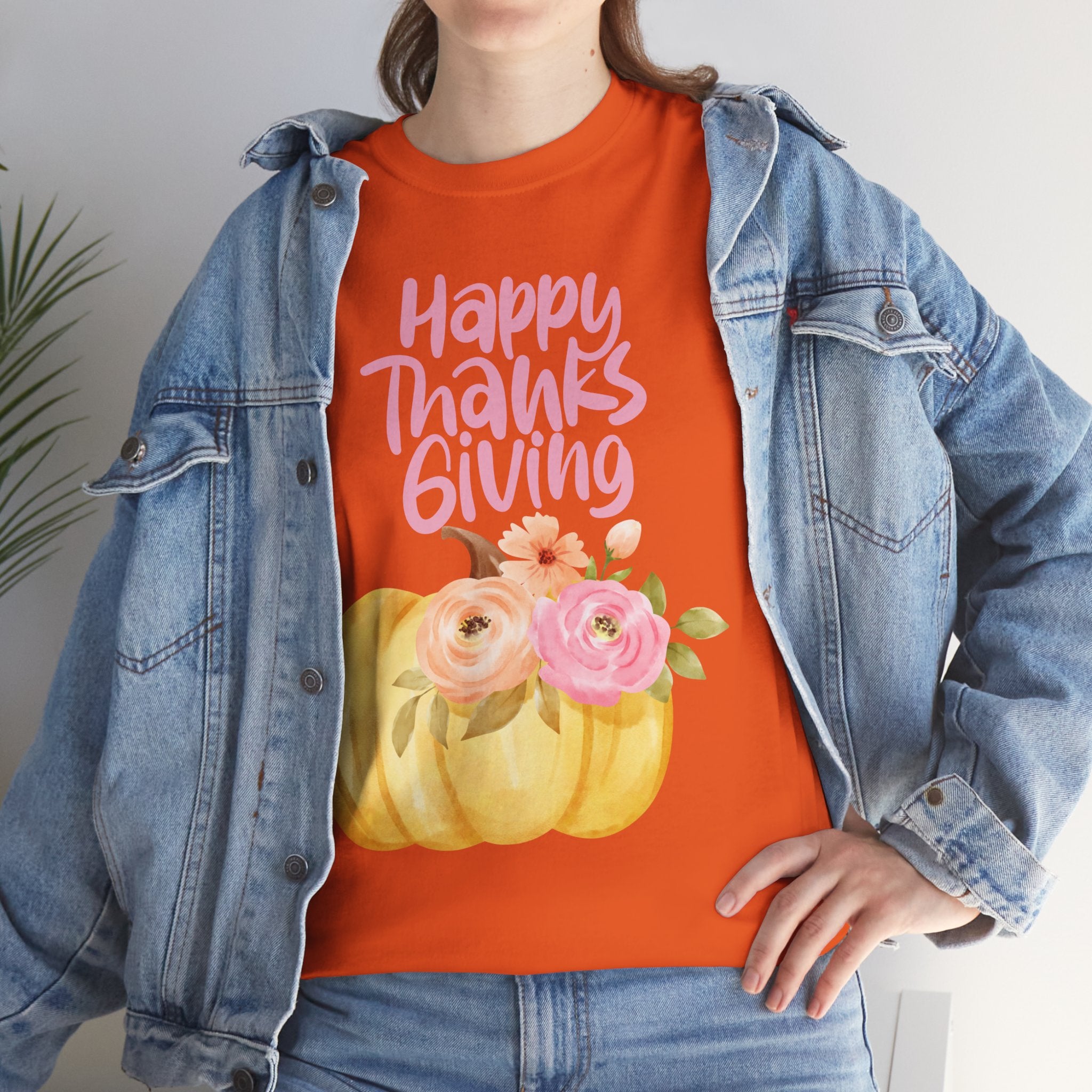 Thanksgiving Floral Tee, Holiday Shirt, Fall Fashion, Gifts for Her, Pumpkin T-Shirt, Autumn Apparel, Friendsgiving Outfit