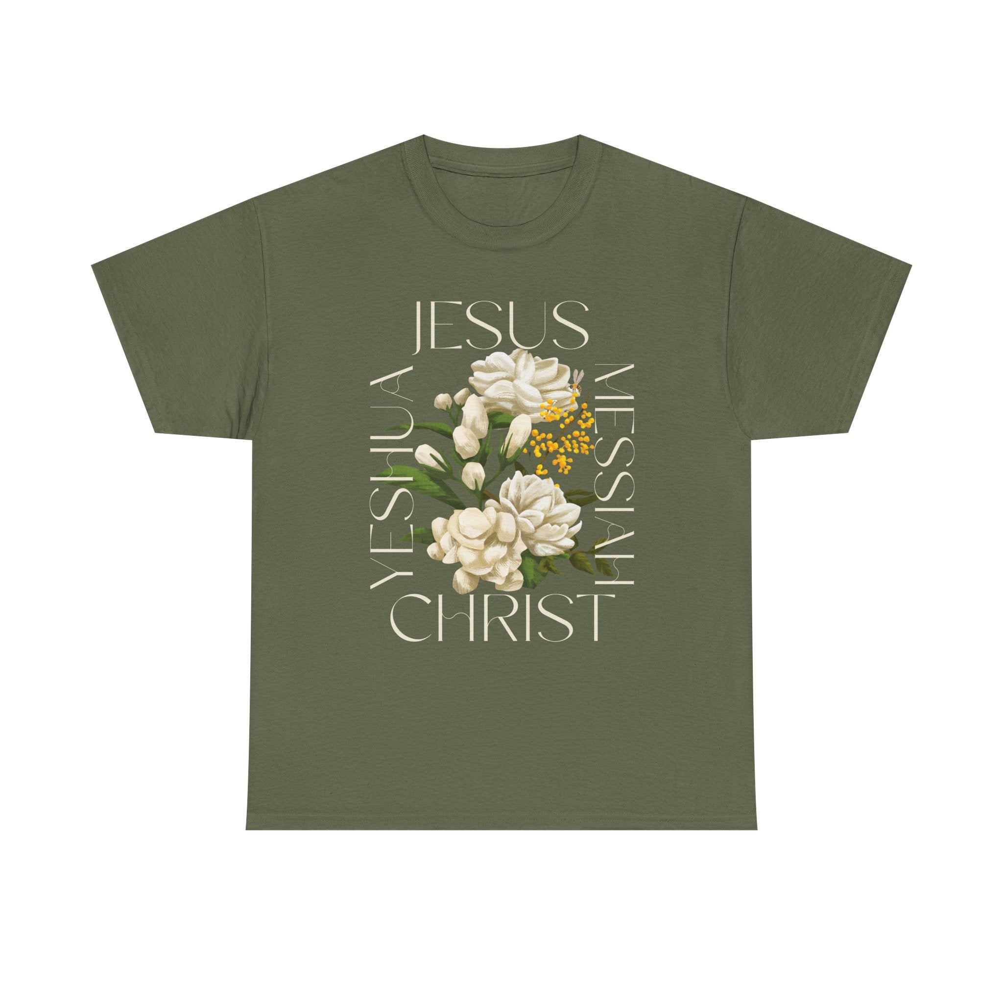 Floral Jesus Christ Tee, Spiritual T-Shirt, Inspirational Unisex Cotton Shirt, Gift for Believers, Christian Apparel