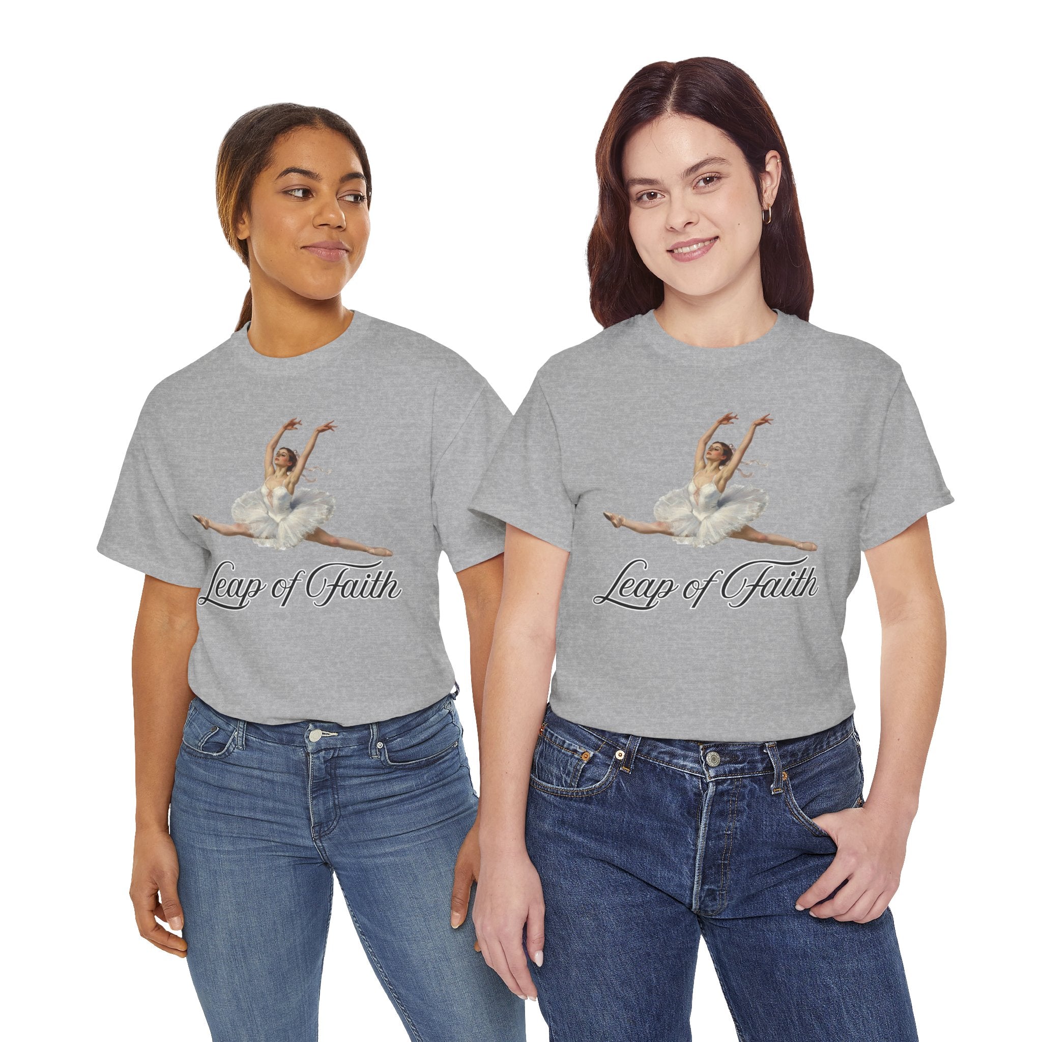 Ballet Inspired Tee - Leap of Faith, Dance Gift, Unisex Cotton Shirt, Inspirational Apparel, Performance Wear, Gift for Dancers-Ballerina in a split leap, inspired by the impressionistic ballet studies of Edgar Degas.
