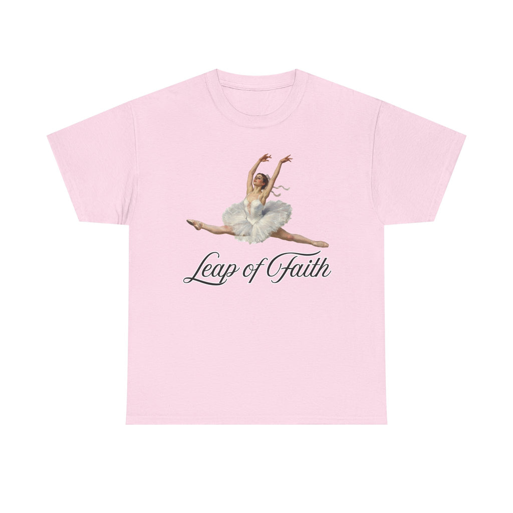 Ballet Inspired Tee - Leap of Faith, Dance Gift, Unisex Cotton Shirt, Inspirational Apparel, Performance Wear, Gift for Dancers-Ballerina in a split leap, inspired by the impressionistic ballet studies of Edgar Degas.
