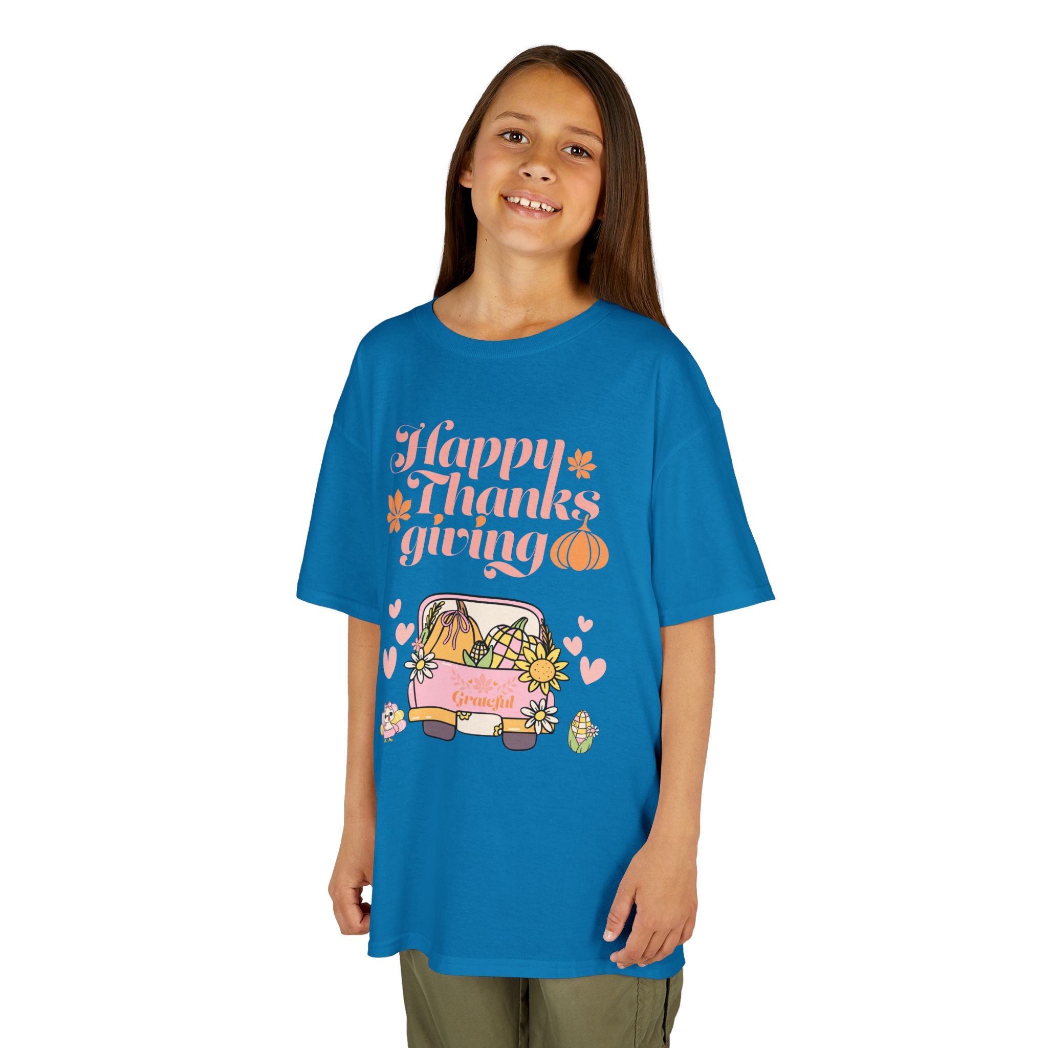Happy Thanksgiving Kids Tee, Fall T-Shirt, Cute Pumpkin Shirt, Autumn Apparel, Kids Harvest Tee, Seasonal Kids Clothing