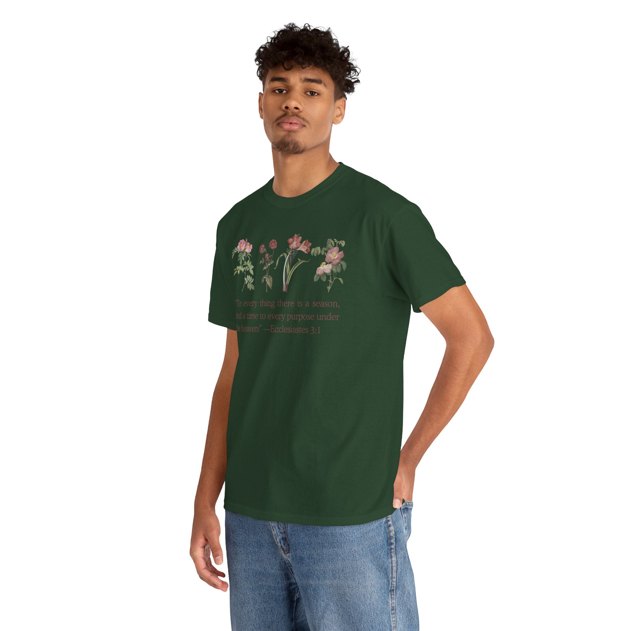 Christian -Biblical Inspirational Floral Quote Tee, Nature Lover Gift, Eco-Friendly Fashion, Casual Everyday Wear