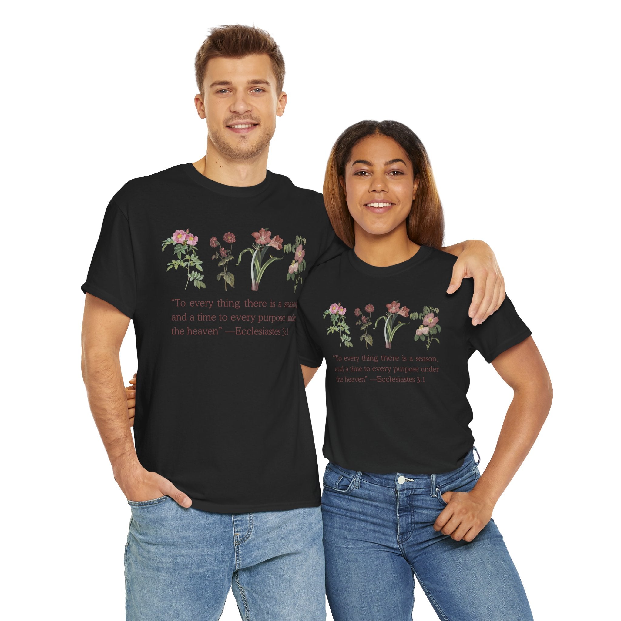 Christian -Biblical Inspirational Floral Quote Tee, Nature Lover Gift, Eco-Friendly Fashion, Casual Everyday Wear