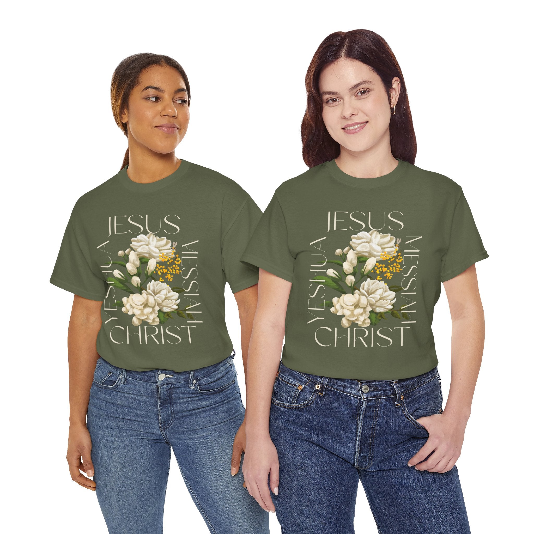 Floral Jesus Christ Tee, Spiritual T-Shirt, Inspirational Unisex Cotton Shirt, Gift for Believers, Christian Apparel