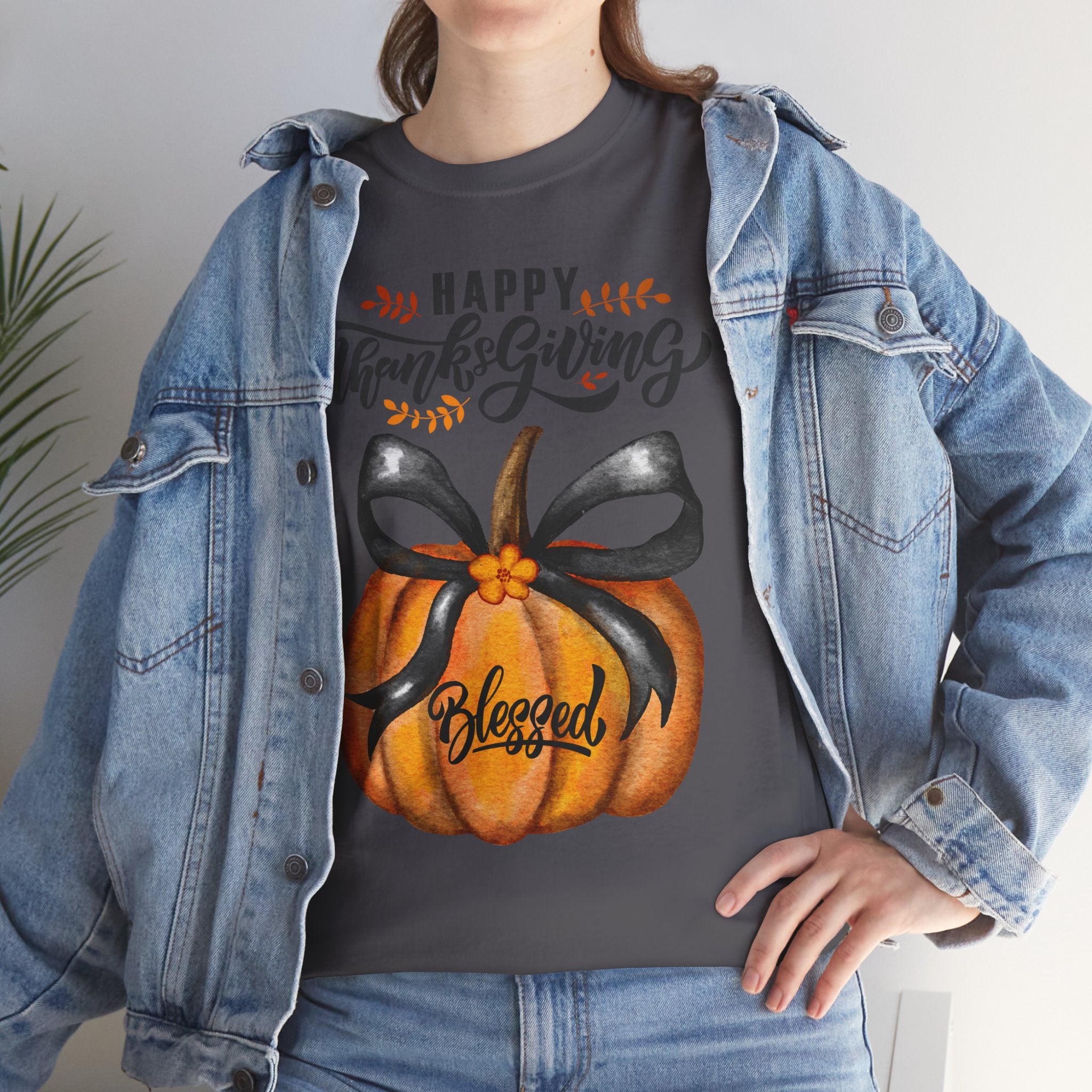 Thanksgiving Pumpkin Tee - Happy Thanksgiving, Blessed Shirt, Fall Apparel, Unisex Cotton Tee, Holiday Gift