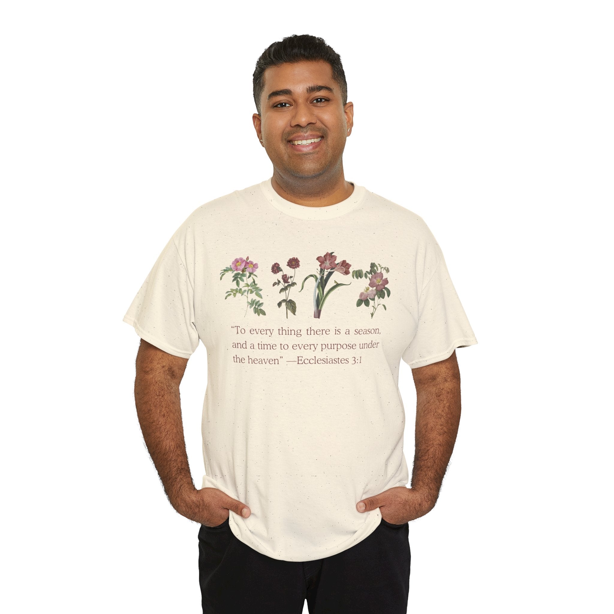 Christian -Biblical Inspirational Floral Quote Tee, Nature Lover Gift, Eco-Friendly Fashion, Casual Everyday Wear
