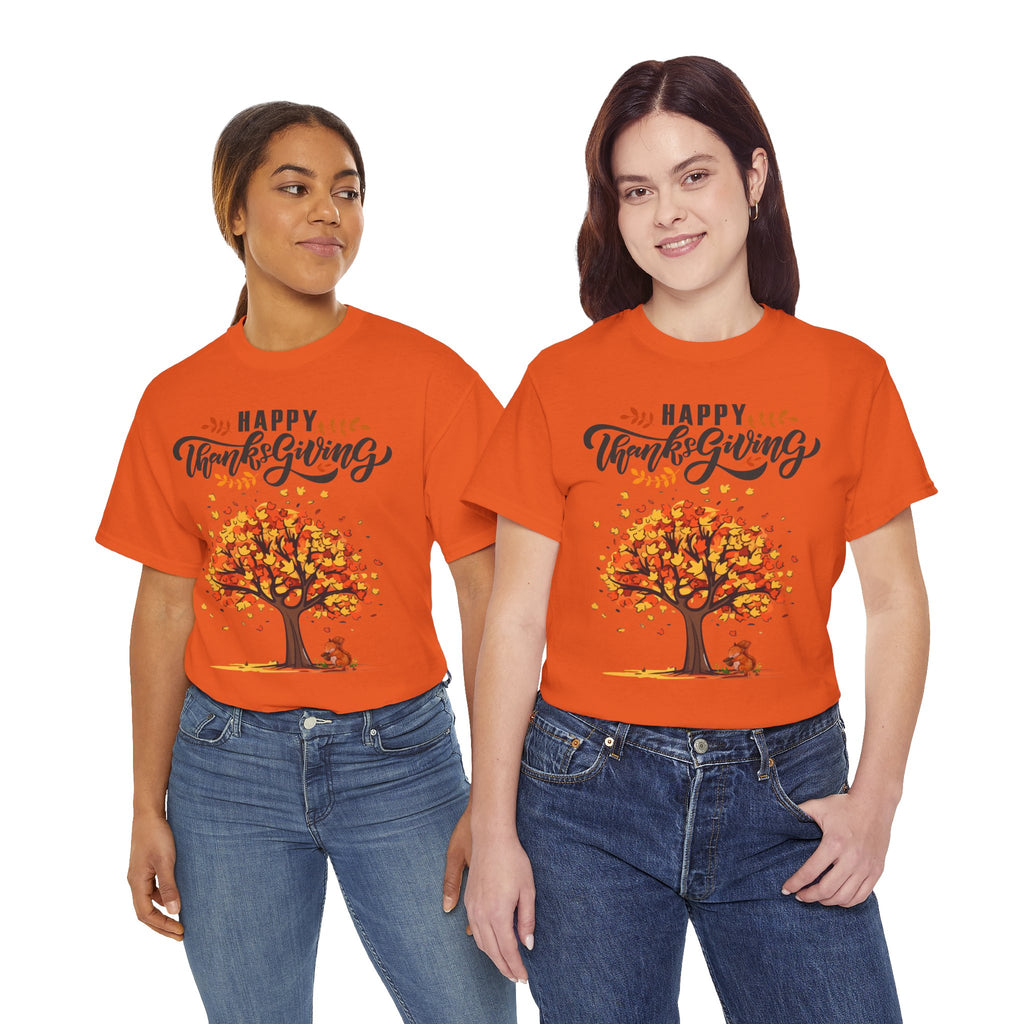 Happy Thanksgiving Tree Unisex Tee, Autumn Shirt, Holiday Apparel, Fall Fashion, Seasonal Gift