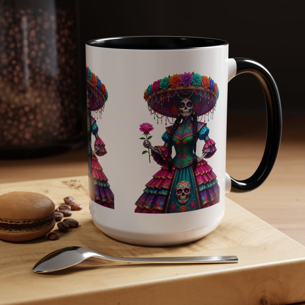 La Catrina Elegante – Día de los Muertos Inspired Artwork, Caffeine Lover Gift, Halloween Decor, Artful Drinkware