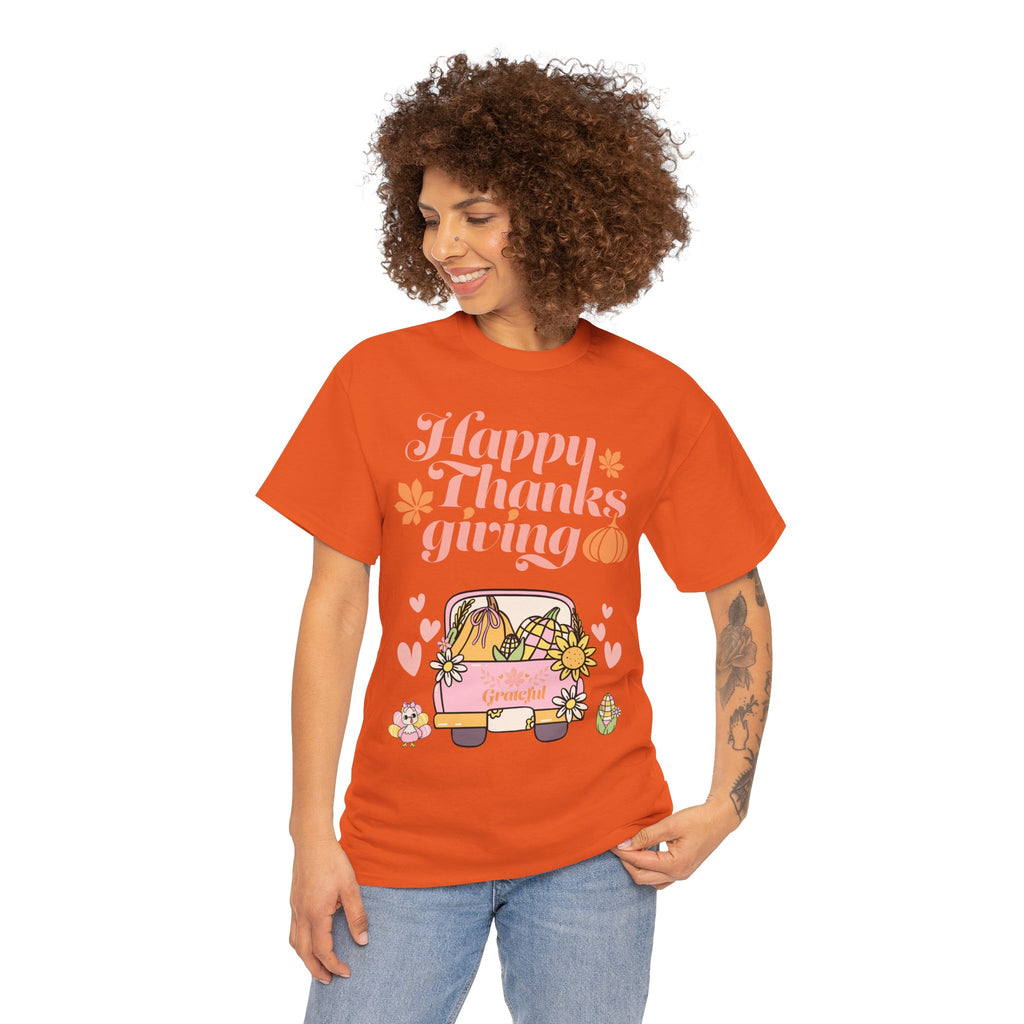 Happy Thanksgiving Unisex Tee | Cozy Autumn Shirt for Family Gatherings, Thanksgiving Celebration, Fall Fashion, Cute Gift Idea