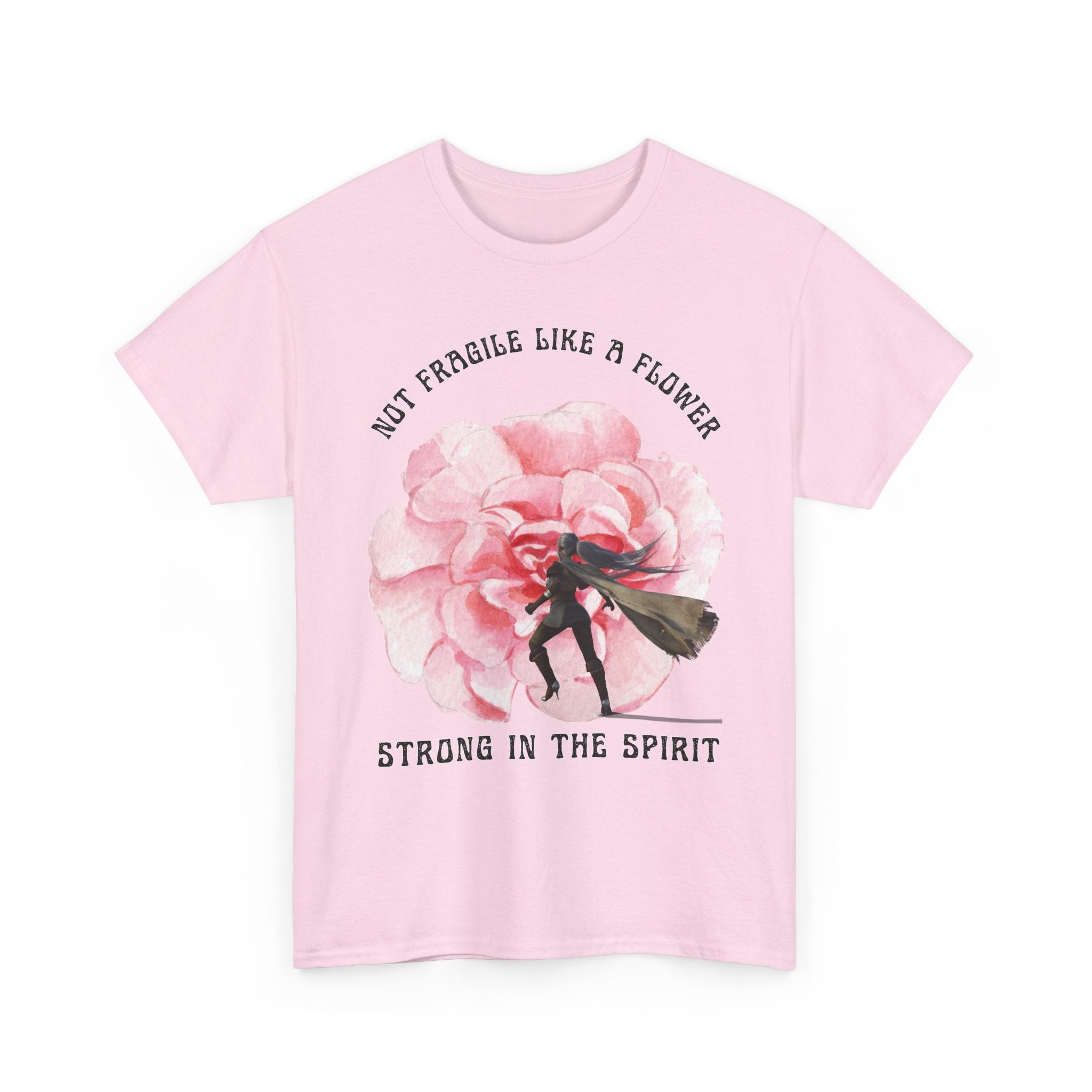 Unisex Heavy Cotton Tee with Empowering Floral Design, Inspirational T-Shirt, Gift for Her, Self-Care Shirt, Women's Day Apparel