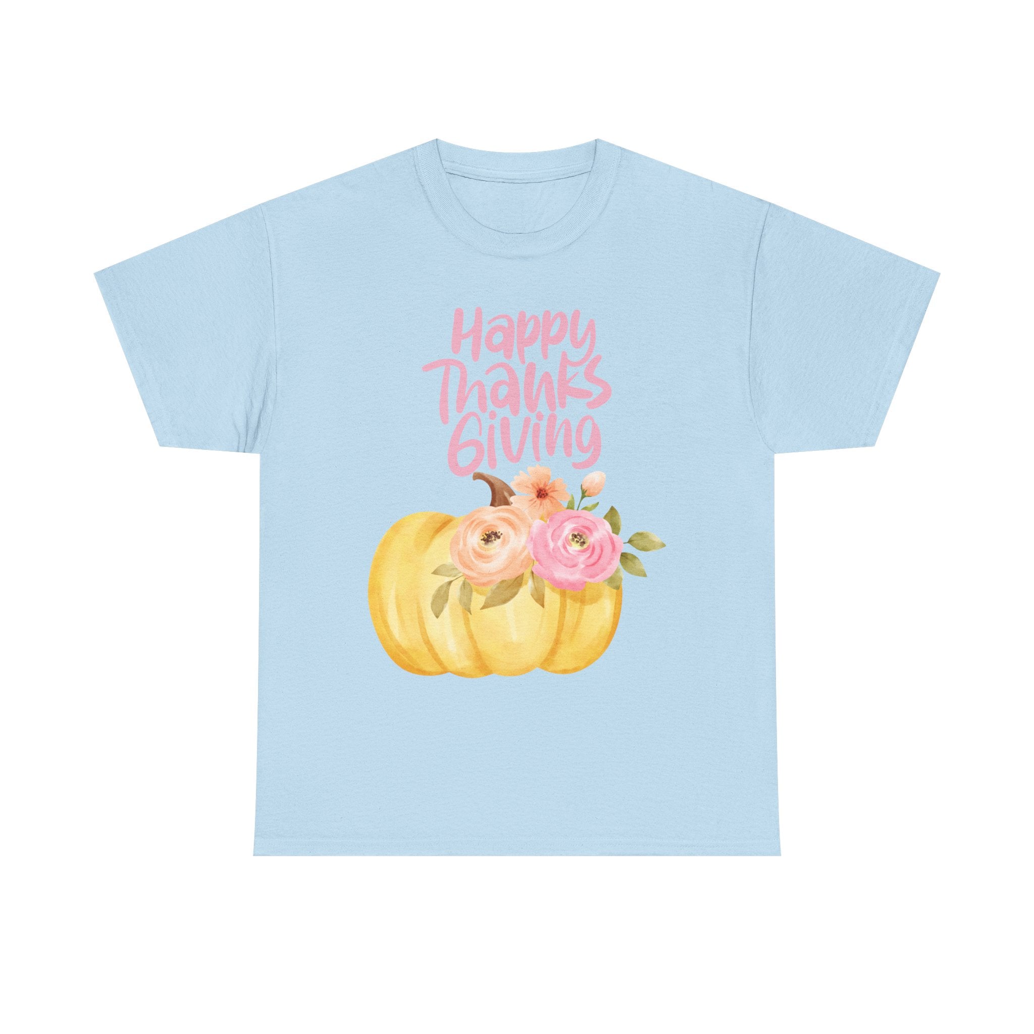 Thanksgiving Floral Tee, Holiday Shirt, Fall Fashion, Gifts for Her, Pumpkin T-Shirt, Autumn Apparel, Friendsgiving Outfit