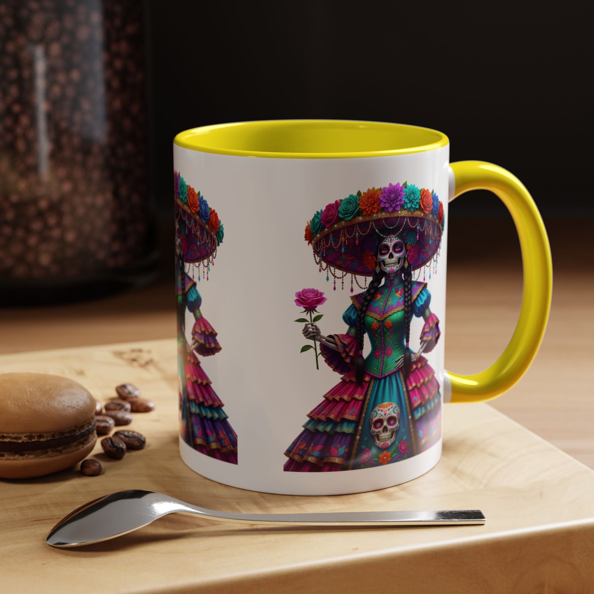 La Catrina Elegante – Día de los Muertos Inspired Artwork, Caffeine Lover Gift, Halloween Decor, Artful Drinkware