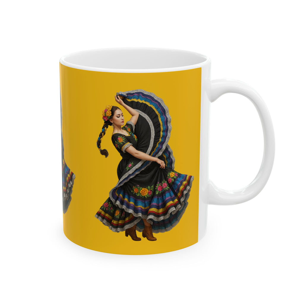 Vibrant Folk Art Ceramic Mug with Dancer Design | Perfect Gift for Festivals, Tea Lovers, Home Decor, Kitchen Essentials