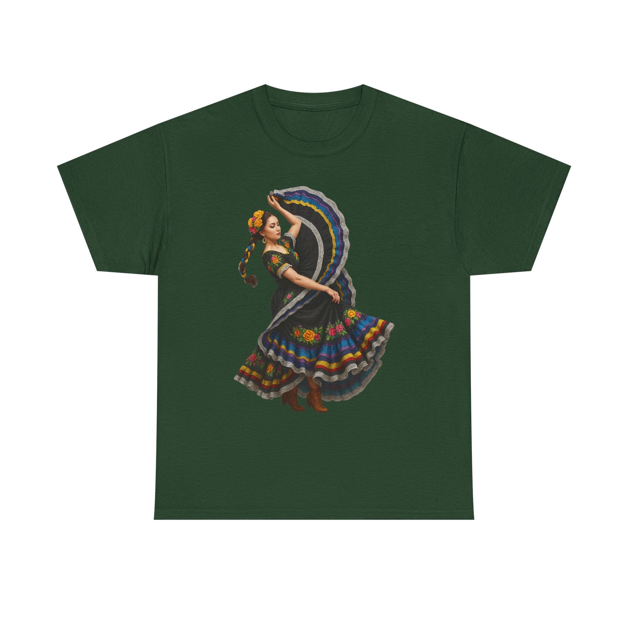 Folklórico Cultural Dance Graphic Tee, Unisex Heavy Cotton T-Shirt, Festival Apparel, Bohemian Style Shirt, Gift for Dancers, Ethnic Art Tee