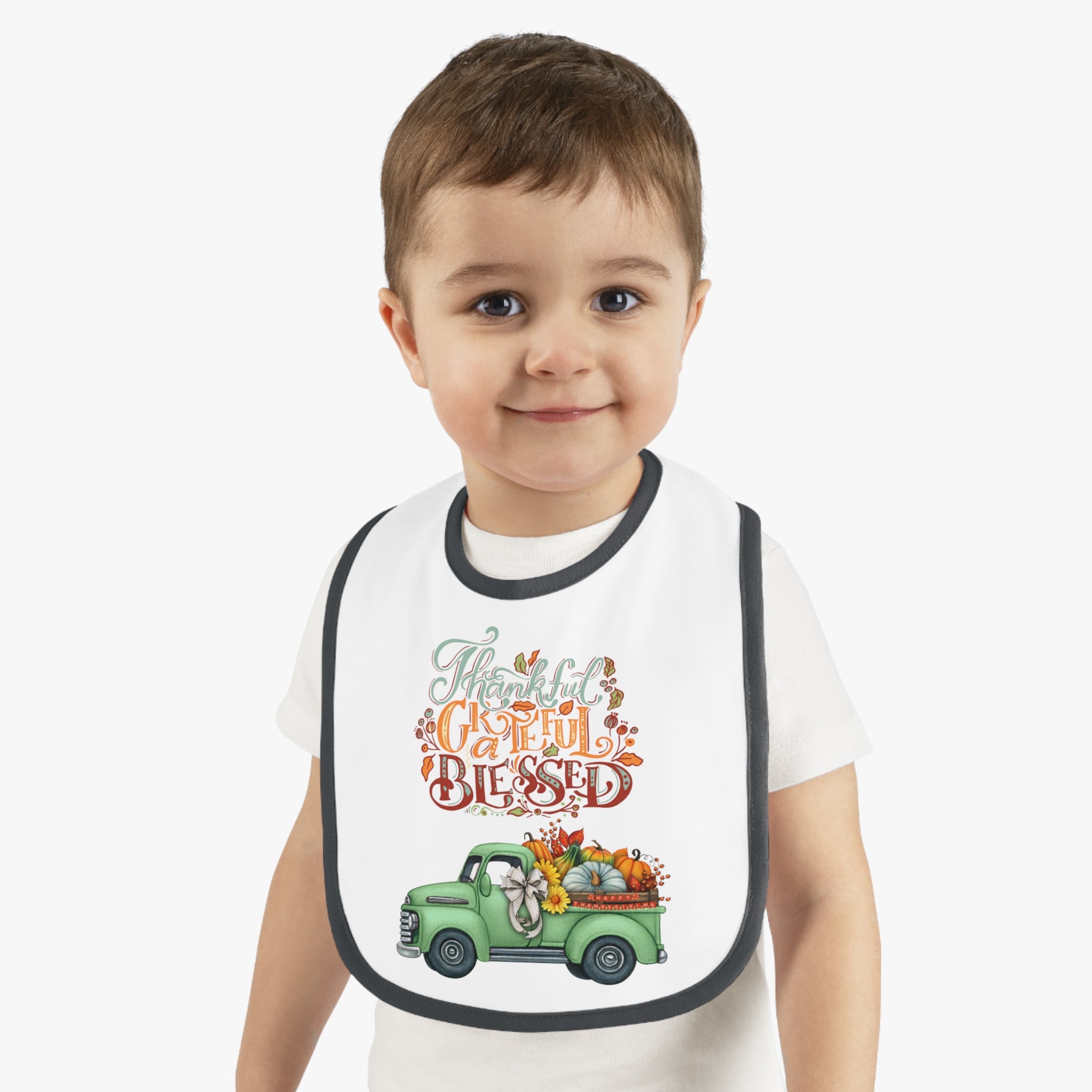 Thankful Bib for Babies | Grateful & Blessed Baby Bib | Cute Fall Bib for Toddlers | Thanksgiving Baby Gift | Holiday Feeding Bib