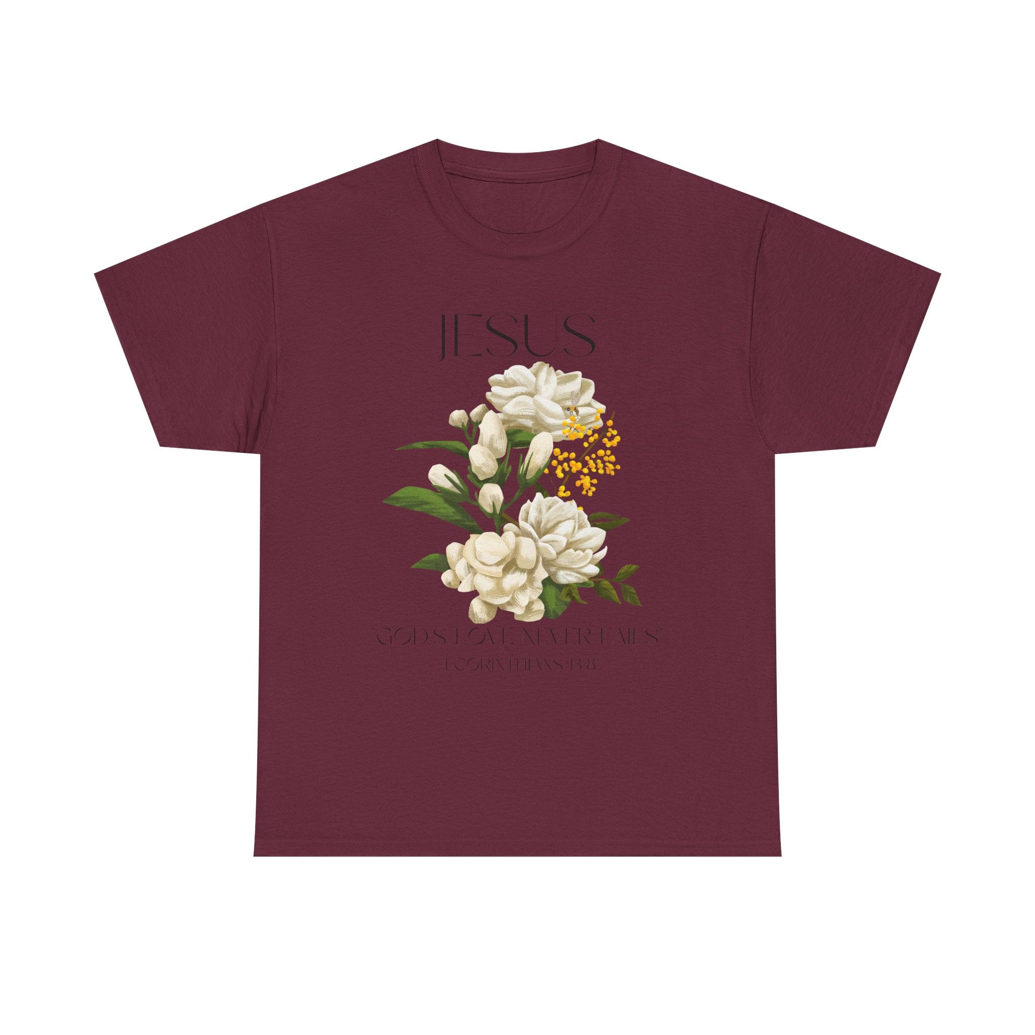 Jesus- God's love never fails-Unisex Heavy Cotton Tee