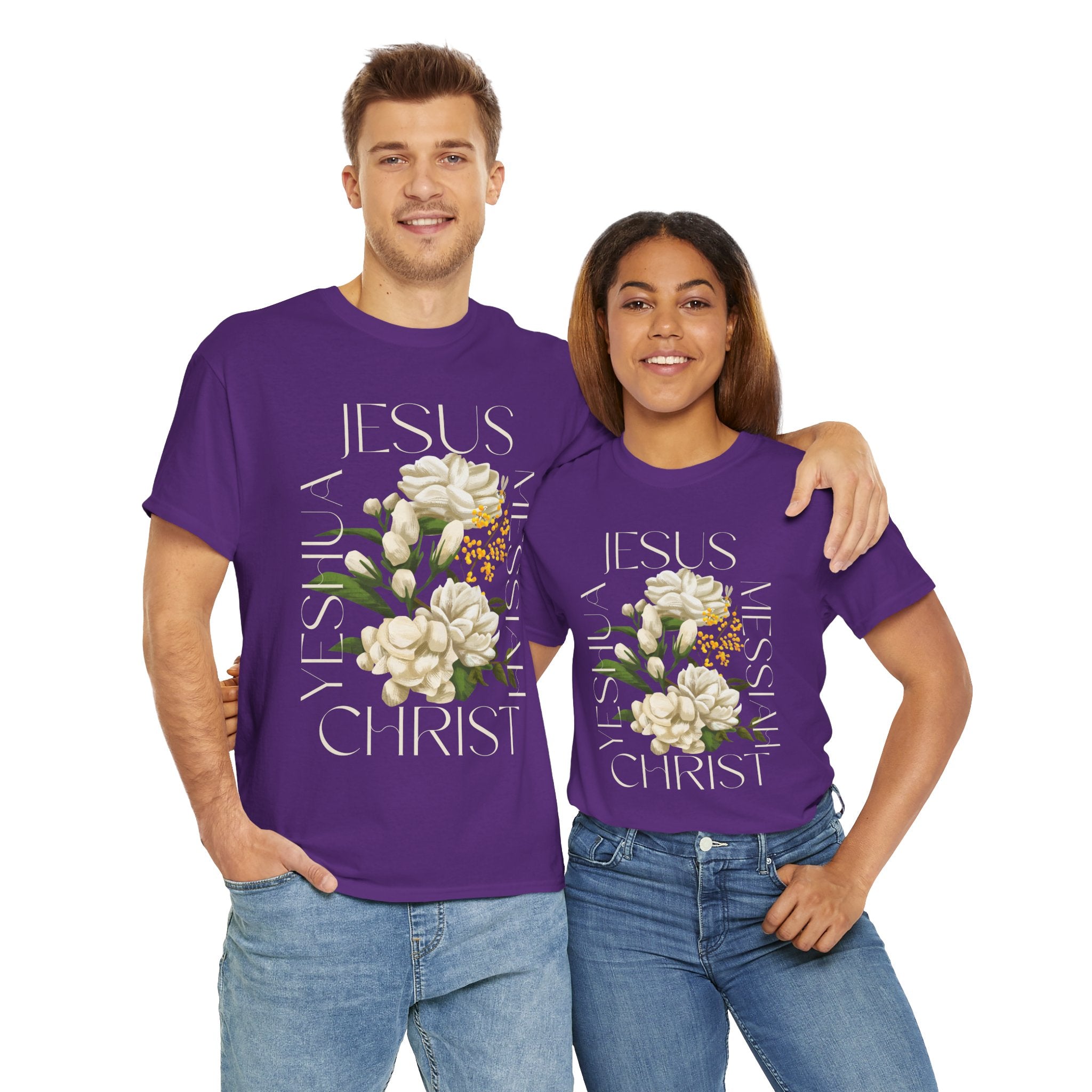 Floral Jesus Christ Tee, Spiritual T-Shirt, Inspirational Unisex Cotton Shirt, Gift for Believers, Christian Apparel