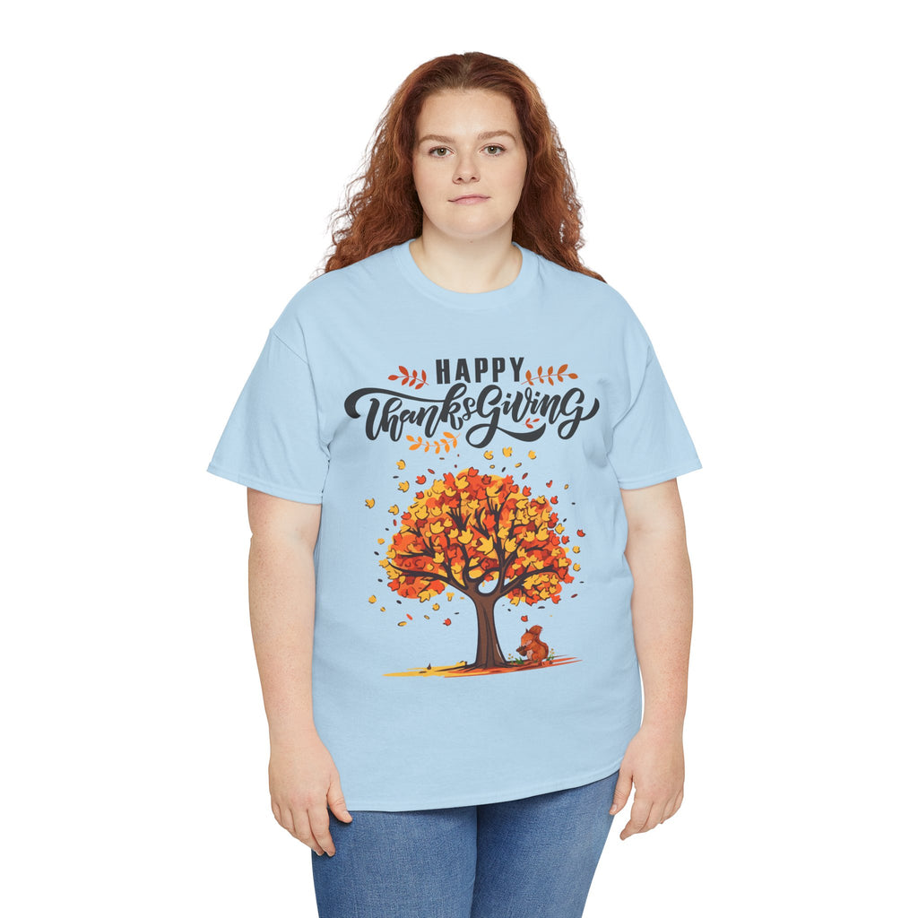 Happy Thanksgiving Tree Unisex Tee, Autumn Shirt, Holiday Apparel, Fall Fashion, Seasonal Gift