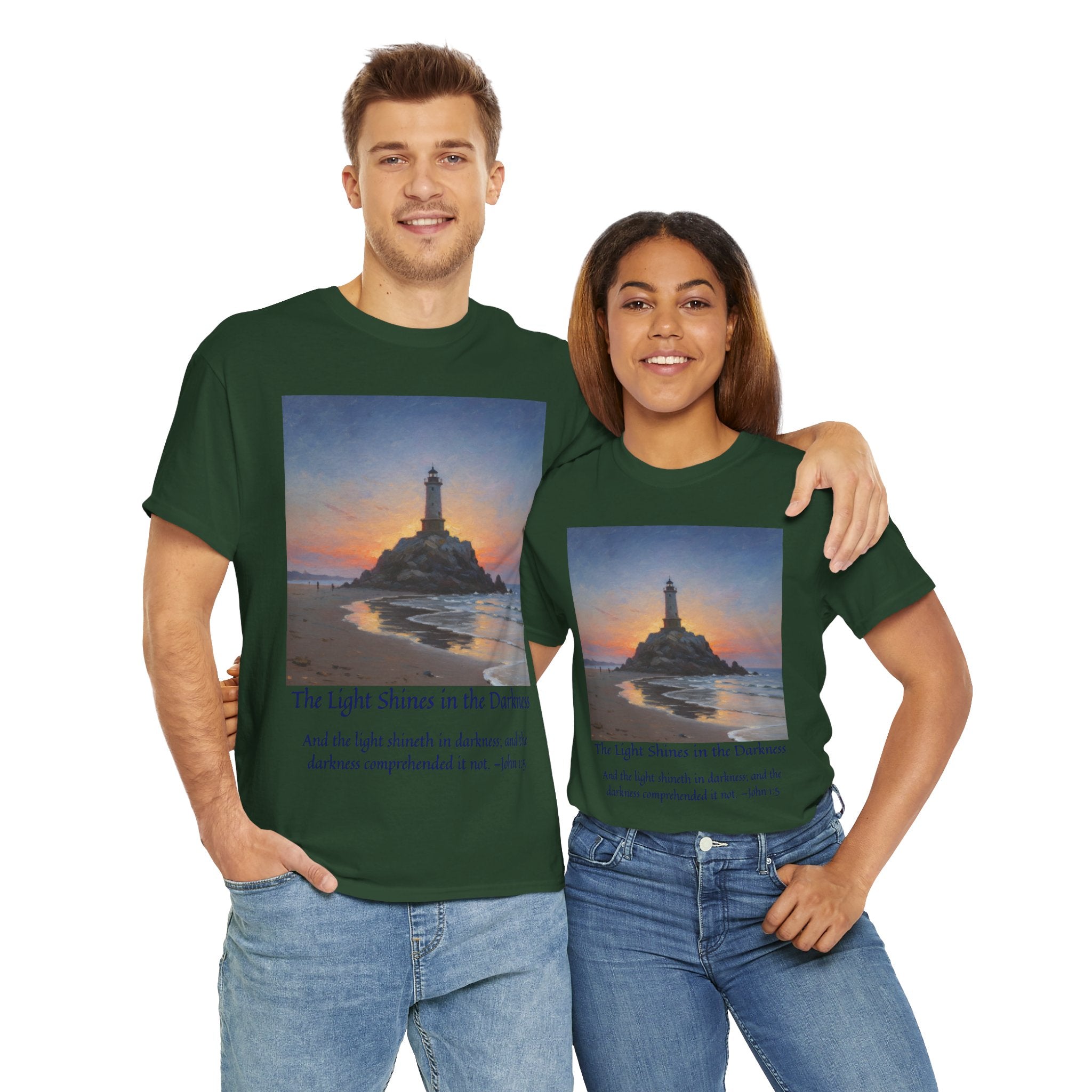 Light in Darkness Unisex Cotton Tee-inspired by Monet, Inspirational Shirt, Bible Verse Tee, Faith-Based Apparel, Perfect Gift for All Occasions