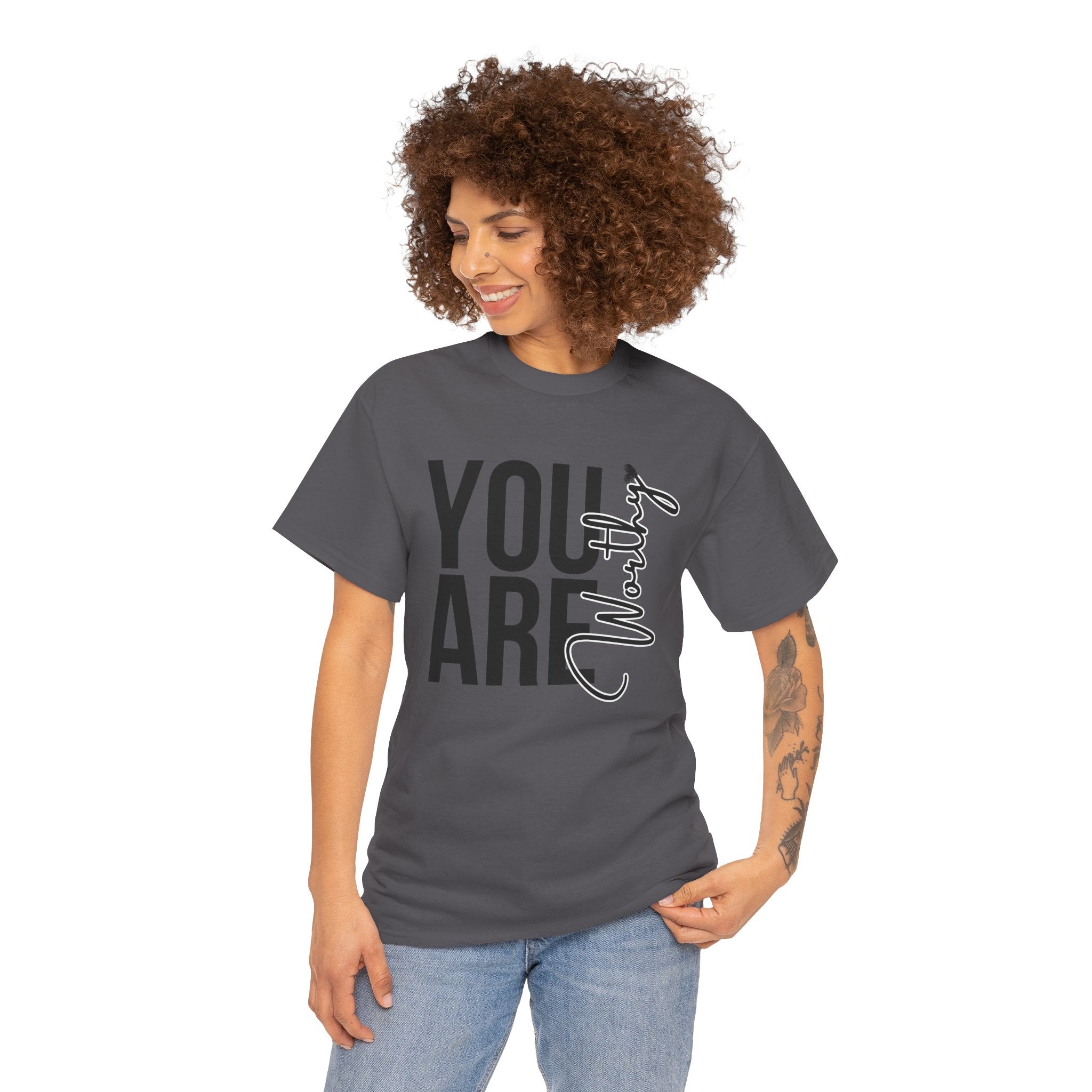You Are Worthy Unisex Heavy Cotton Tee, Motivational Quote Shirt, Gift for Friends, Self-Love Tee, Uplifting Apparel, Positive [...]
