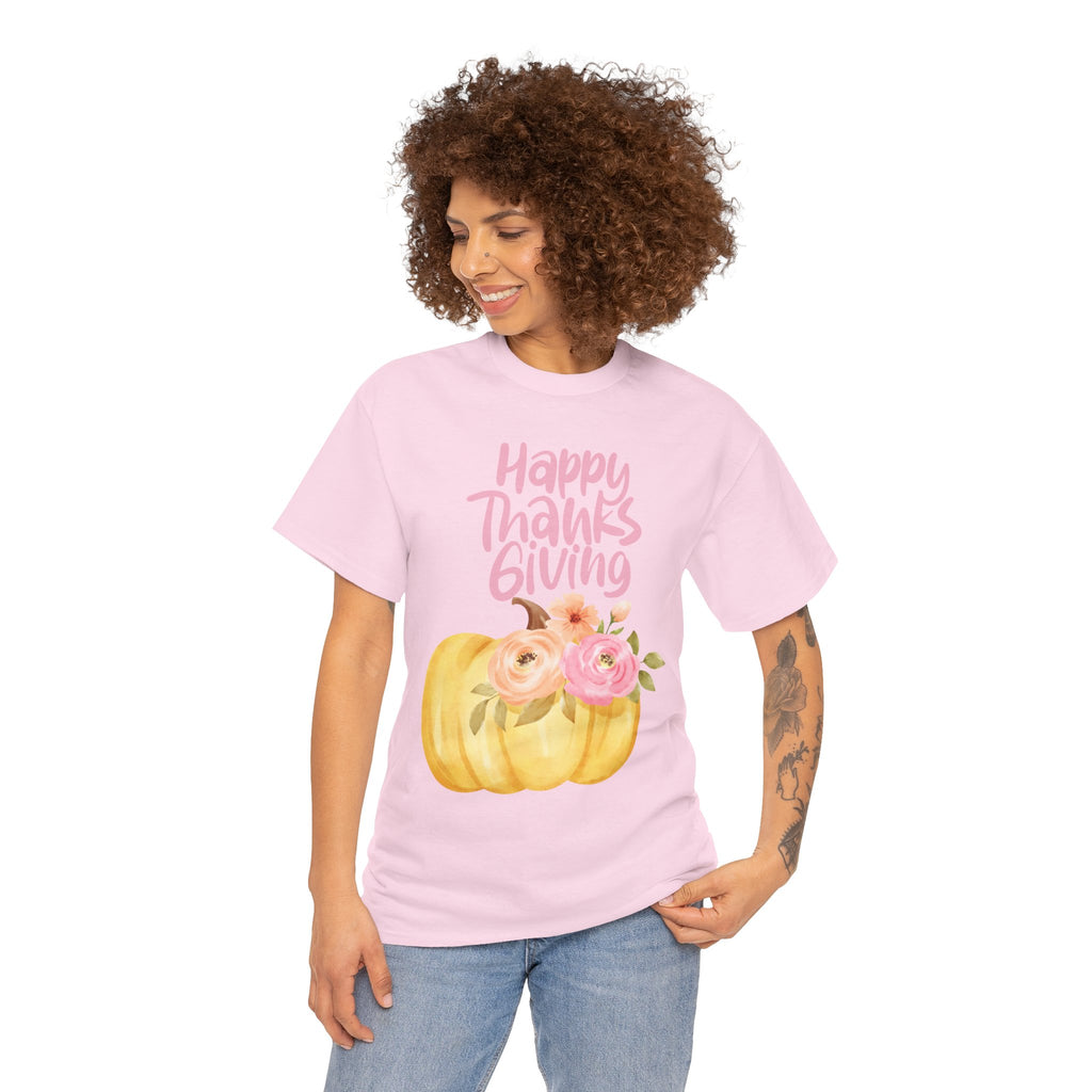 Thanksgiving Floral Tee, Holiday Shirt, Fall Fashion, Gifts for Her, Pumpkin T-Shirt, Autumn Apparel, Friendsgiving Outfit