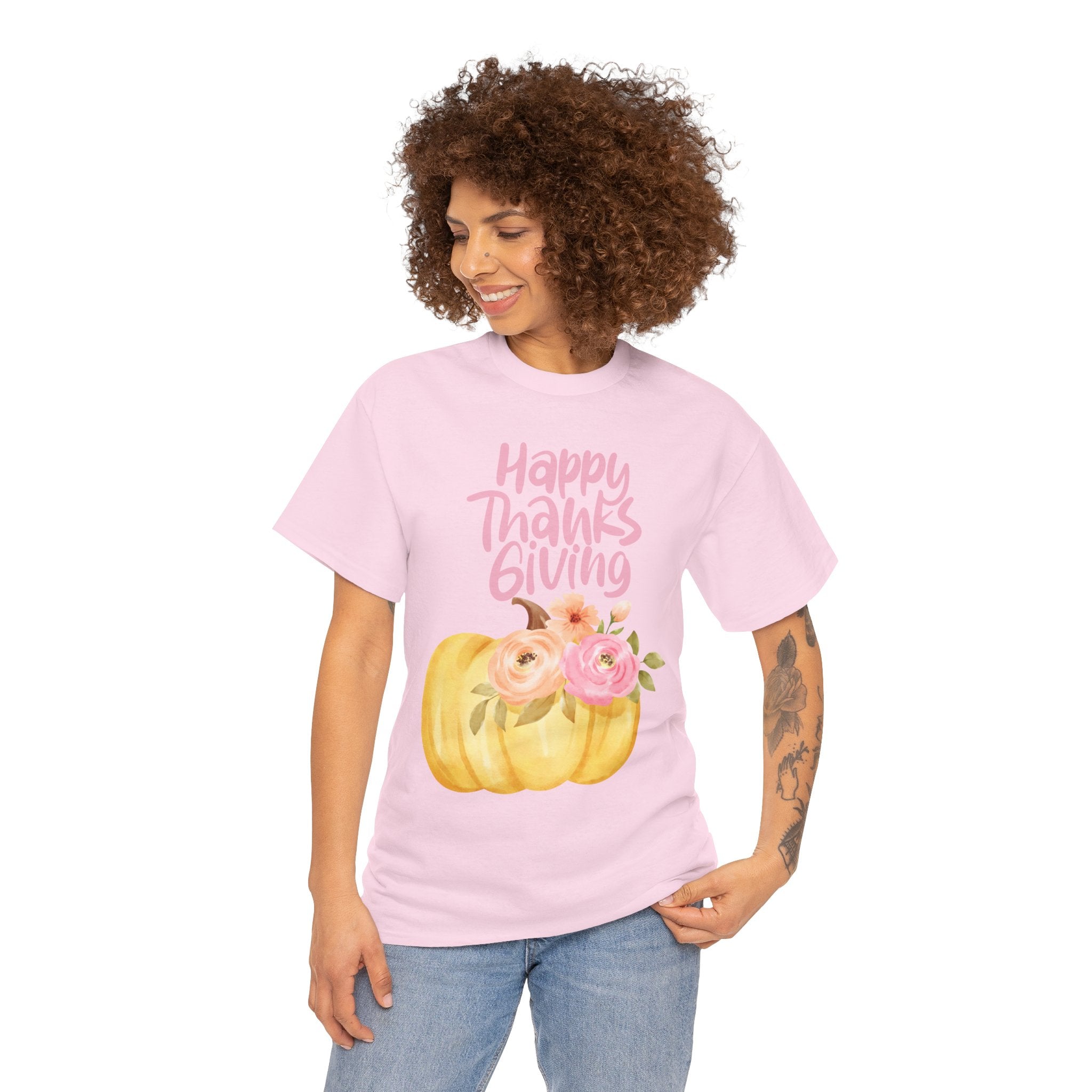 Thanksgiving Floral Tee, Holiday Shirt, Fall Fashion, Gifts for Her, Pumpkin T-Shirt, Autumn Apparel, Friendsgiving Outfit