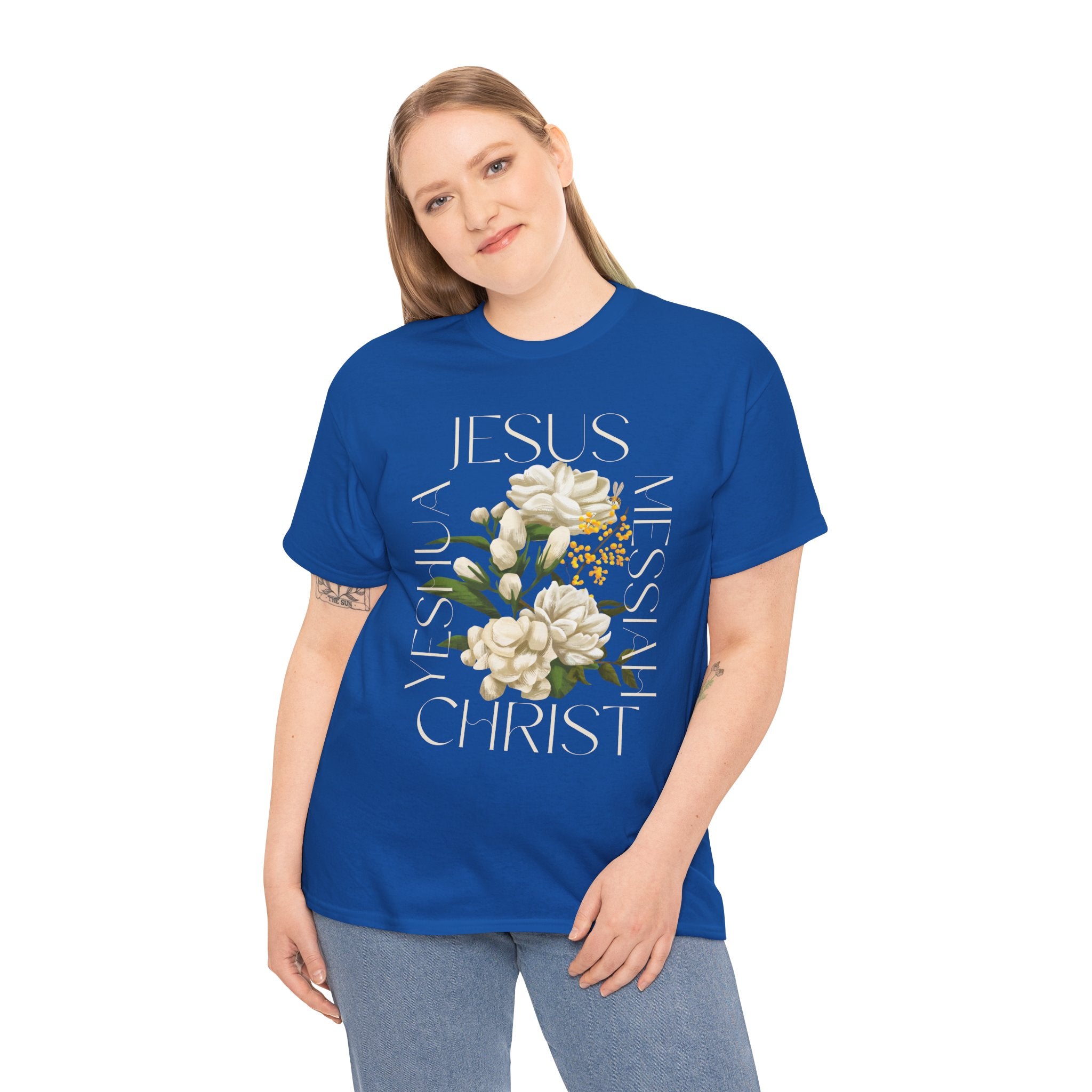 Floral Jesus Christ Tee, Spiritual T-Shirt, Inspirational Unisex Cotton Shirt, Gift for Believers, Christian Apparel