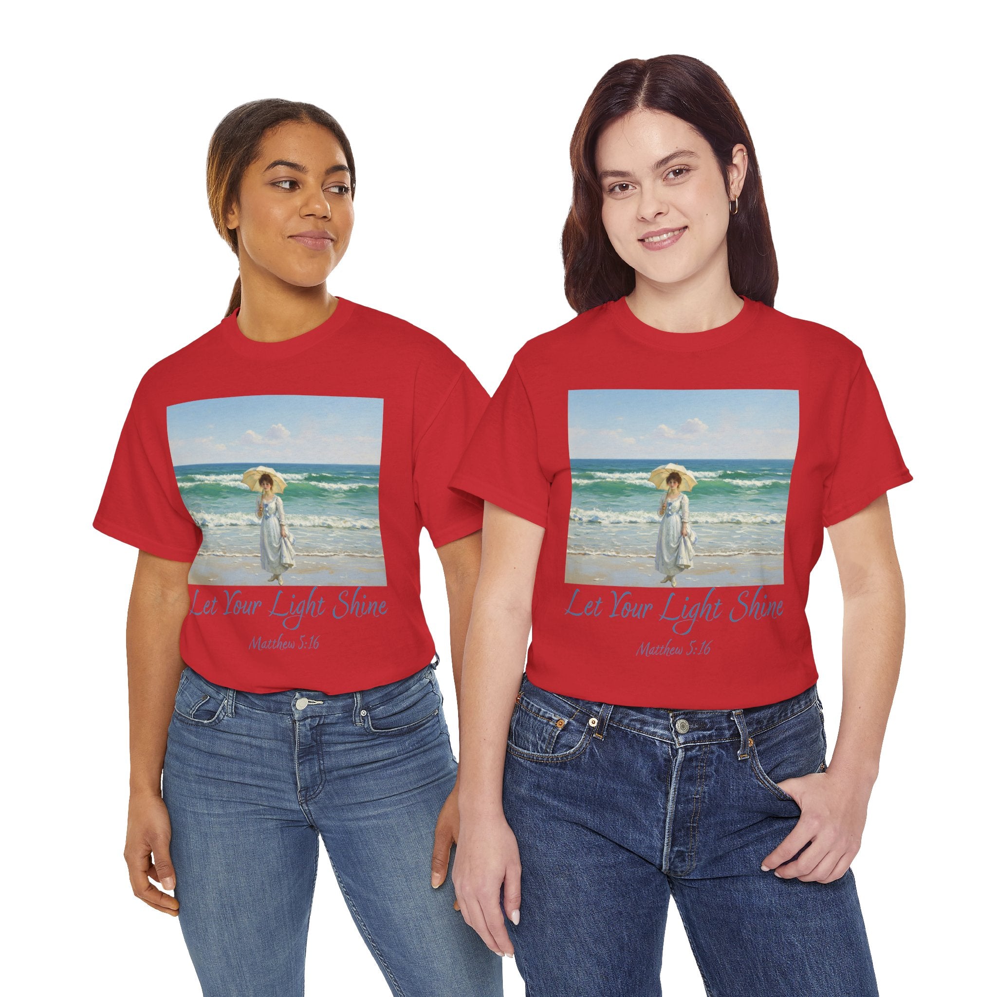 Let Your Light Shine- A Figure with a Parasol-Monet Style- Unisex Cotton Tee, Beach Vibes Shirt, Inspirational Summer Tee, Casual Gift for Her, Perfect for Days at the Shore