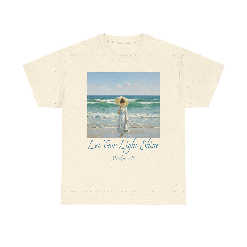 Let Your Light Shine- A Figure with a Parasol-Monet Style- Unisex Cotton Tee, Beach Vibes Shirt, Inspirational Summer Tee, Casual Gift for Her, Perfect for Days at the Shore