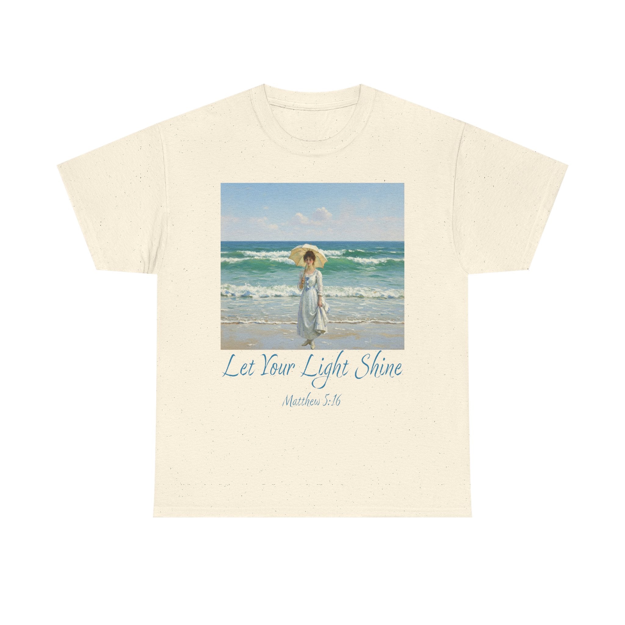 Let Your Light Shine- A Figure with a Parasol-Monet Style- Unisex Cotton Tee, Beach Vibes Shirt, Inspirational Summer Tee, Casual Gift for Her, Perfect for Days at the Shore