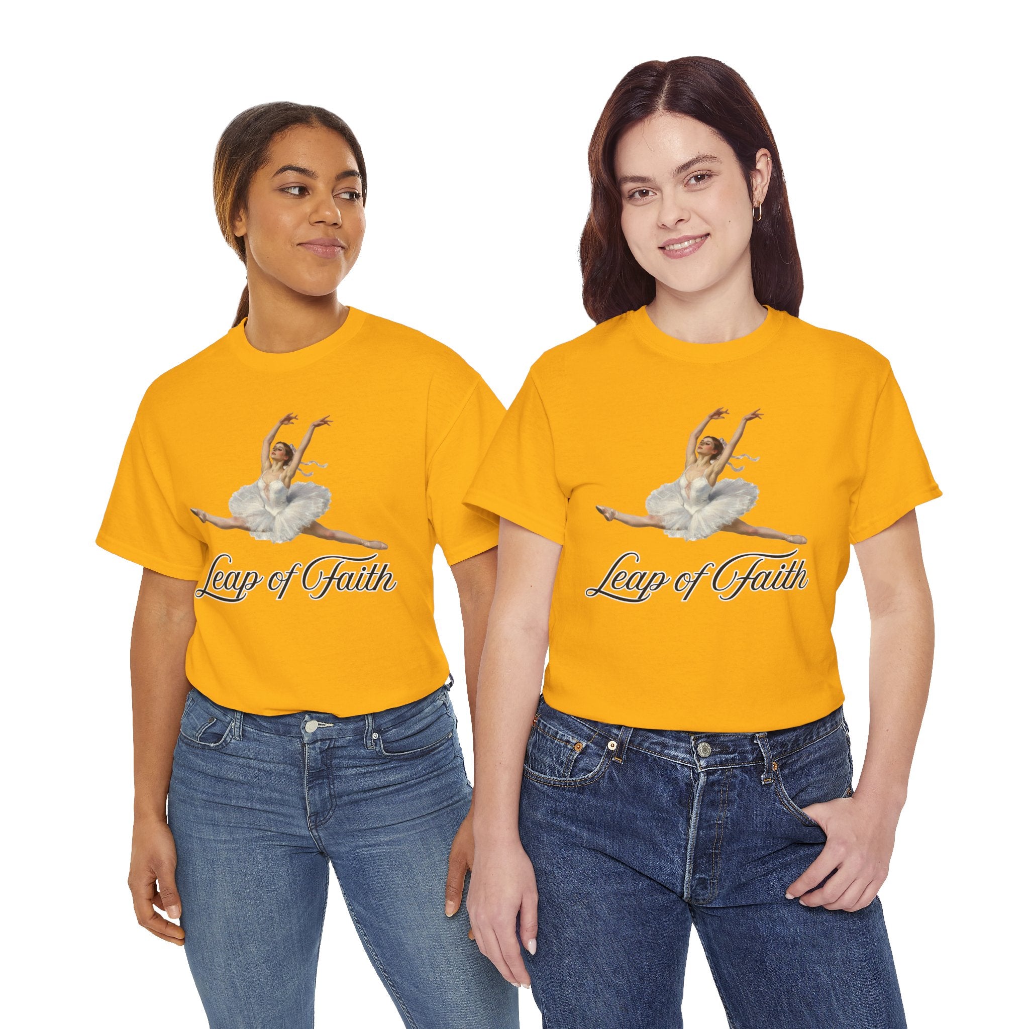 Ballet Inspired Tee - Leap of Faith, Dance Gift, Unisex Cotton Shirt, Inspirational Apparel, Performance Wear, Gift for Dancers-Ballerina in a split leap, inspired by the impressionistic ballet studies of Edgar Degas.