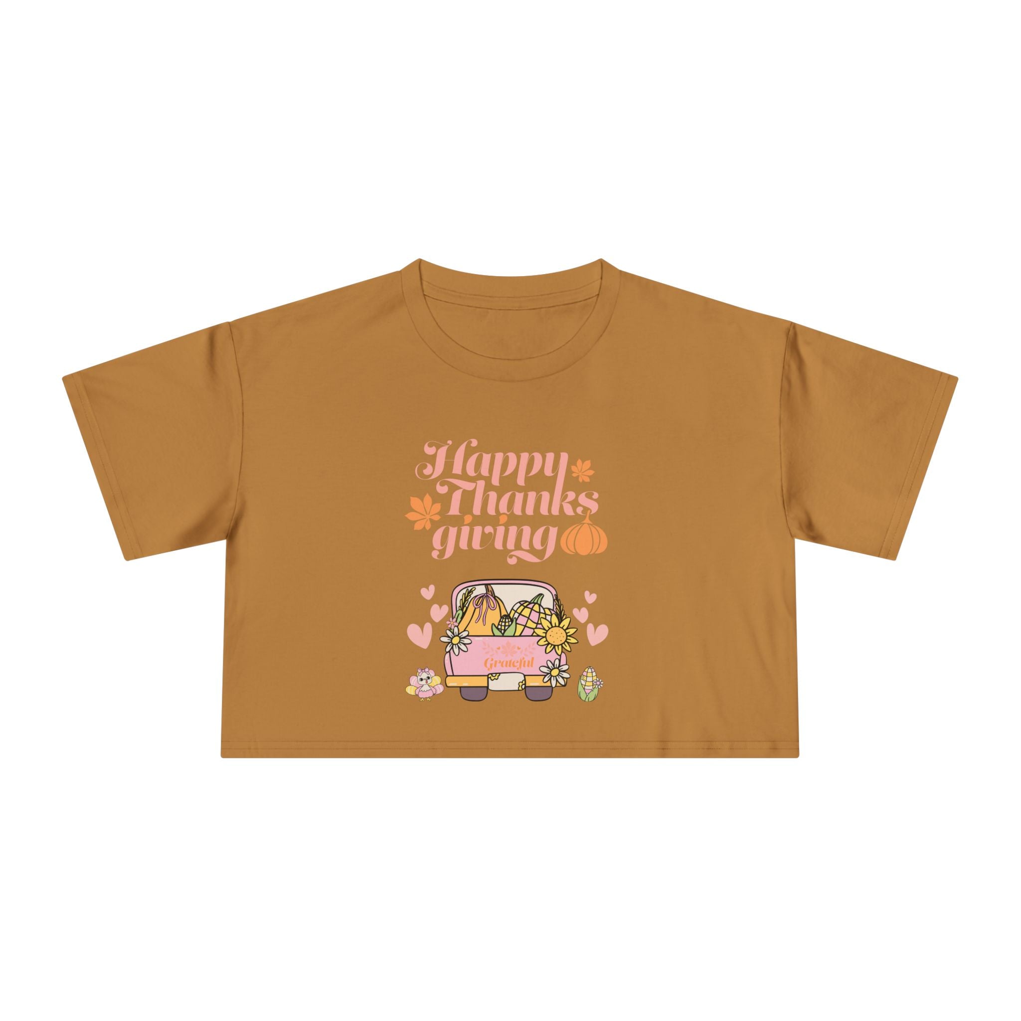 Thanksgiving Women's Crop Tee, Casual T-Shirt, Fall Fashion, Thanksgiving Gift, Cute Thanksgiving Apparel