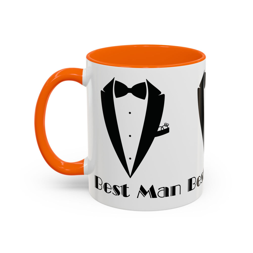Best Man Accent Coffee Mug 11/15 oz, Groom’s Gift, Wedding Party Favor, Unique Best Man Gift, Black and White Coffee Cup