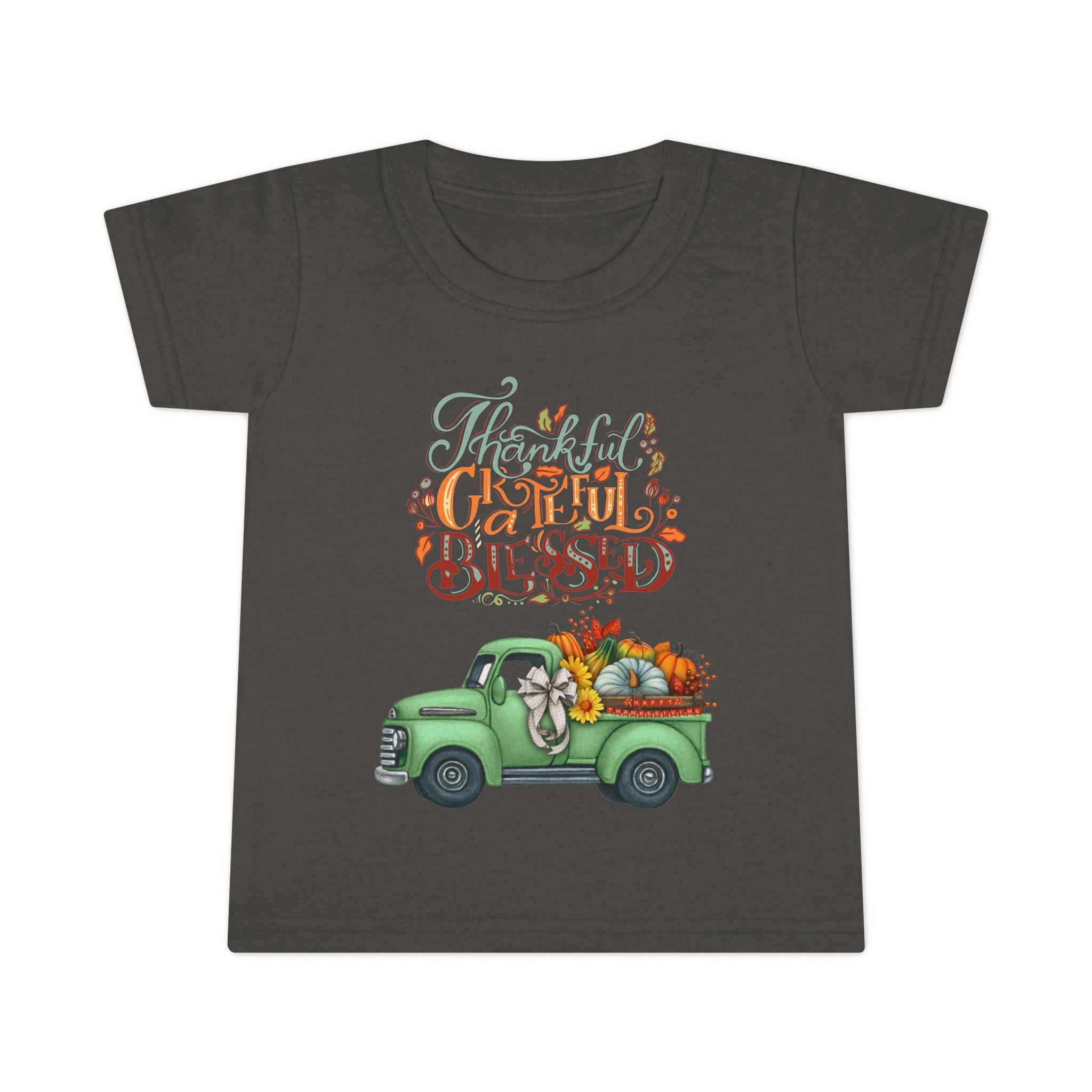 Toddler Tee - Cute Green Truck with Fruits and Vegetables - Cozy Fall Vibe, Perfect for Thanksgiving, Autumn Celebrations, Farmhouse [...]