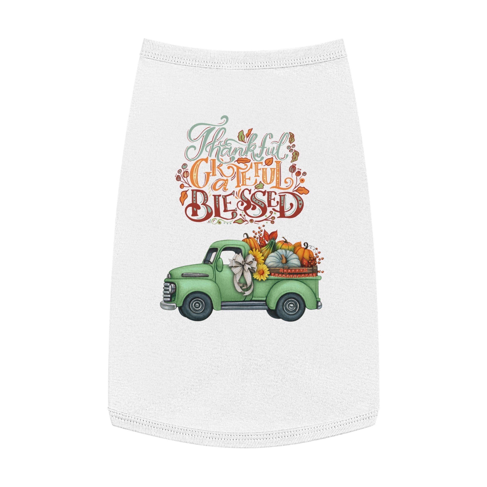 Thankful Pet Tank Top | Grateful & Blessed | Fall Dog Apparel | Cute Pet Outfit | Pumpkin Theme | Autumn Dog Clothing