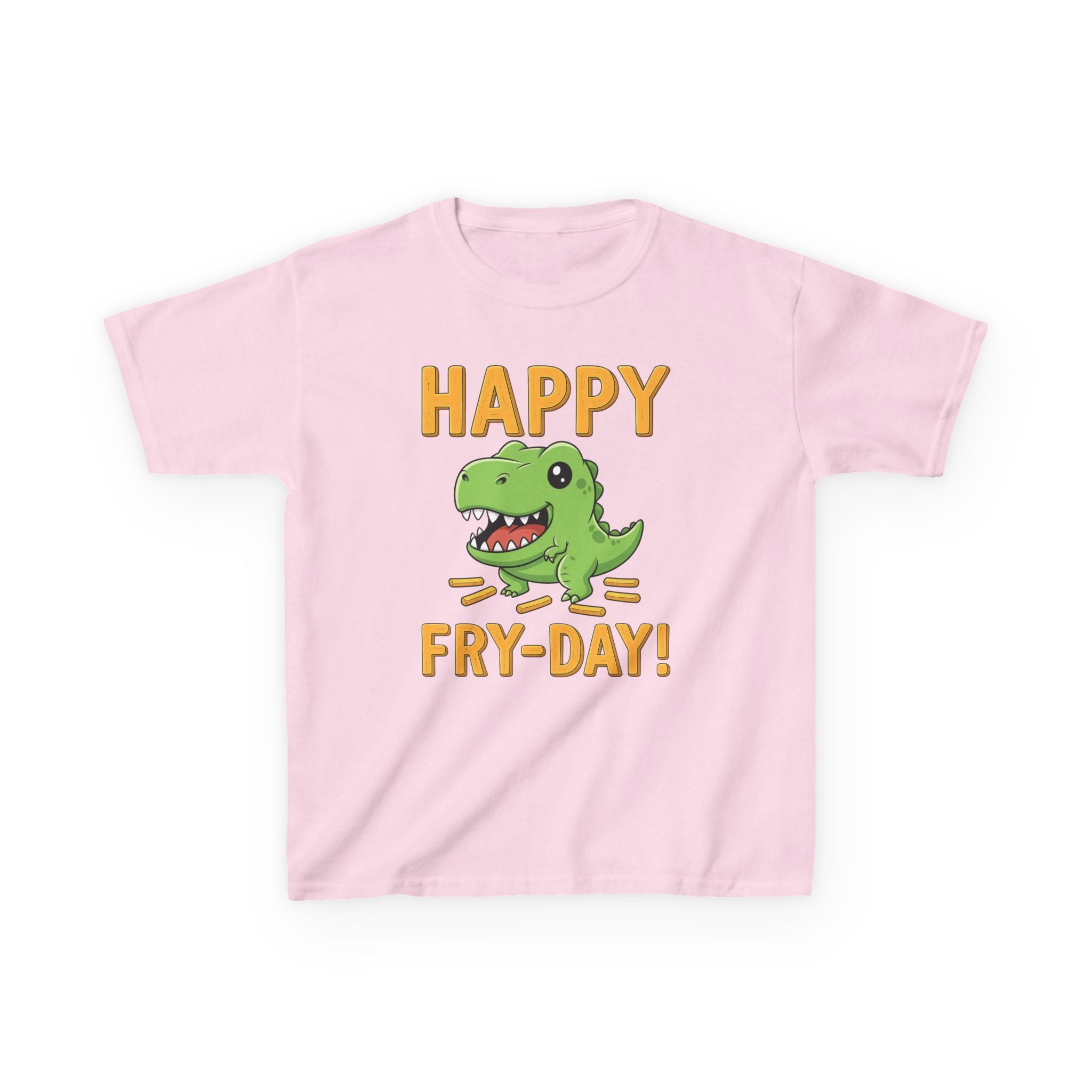 Happy Fry-Day Kids Tee, Fun Dinosaur T-Shirt, Kids Cotton Shirt, Birthday Gift, Everyday Wear, Summer Fun, Playful Tee
