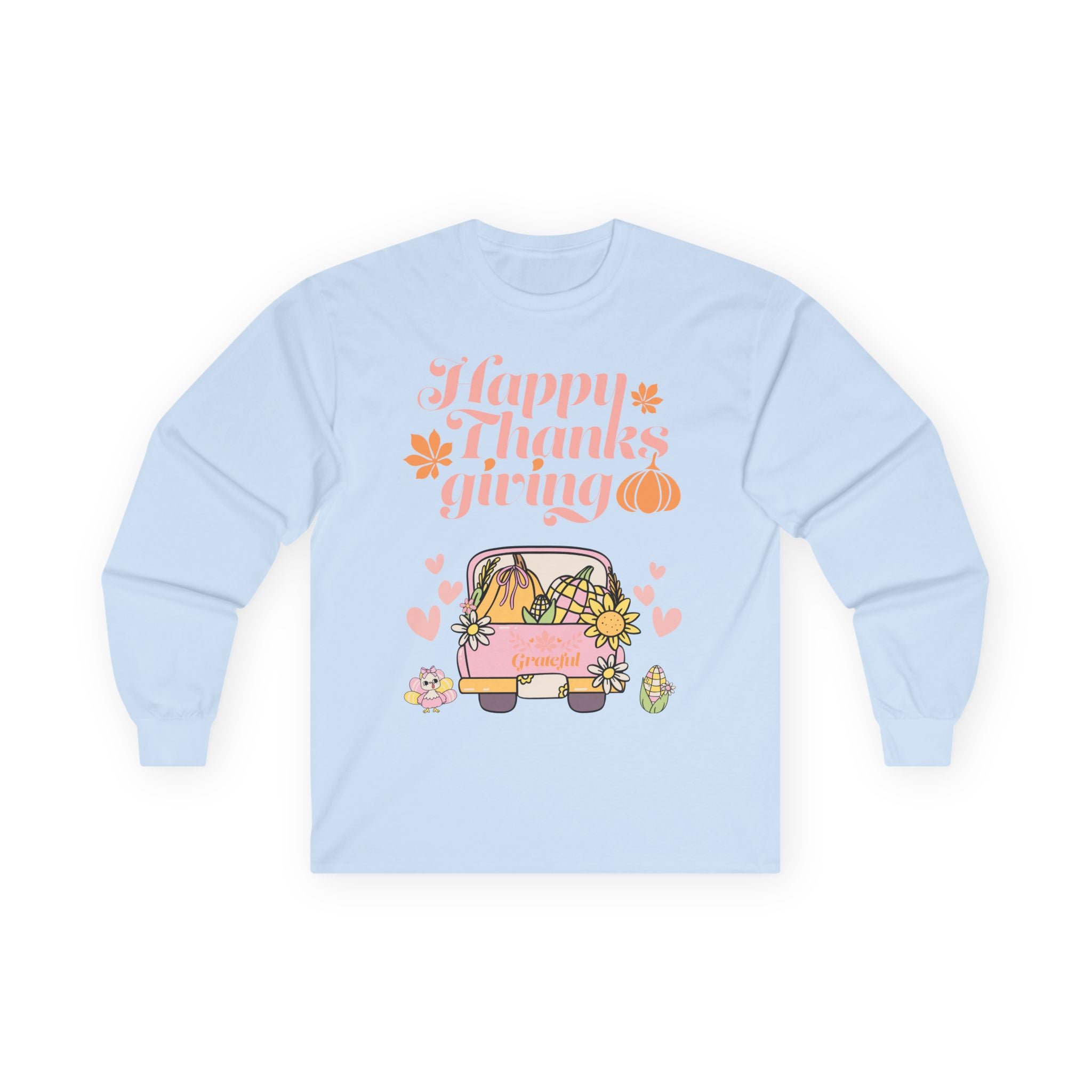 Thanksgiving Long Sleeve Tee, Cozy Fall Shirt, Autumn Apparel, Holiday Gift, Harvest Celebration Clothing, Cute Graphic Tee (Different design upon request)
