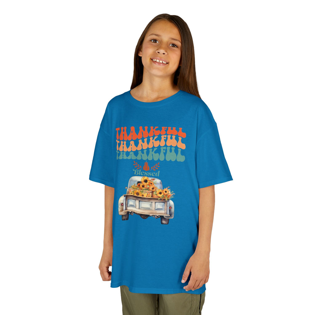 Thankful Kids Tee | Cute Autumn T-Shirt | Thanksgiving Gift | Kids Holiday Wear | Family Gathering Apparel