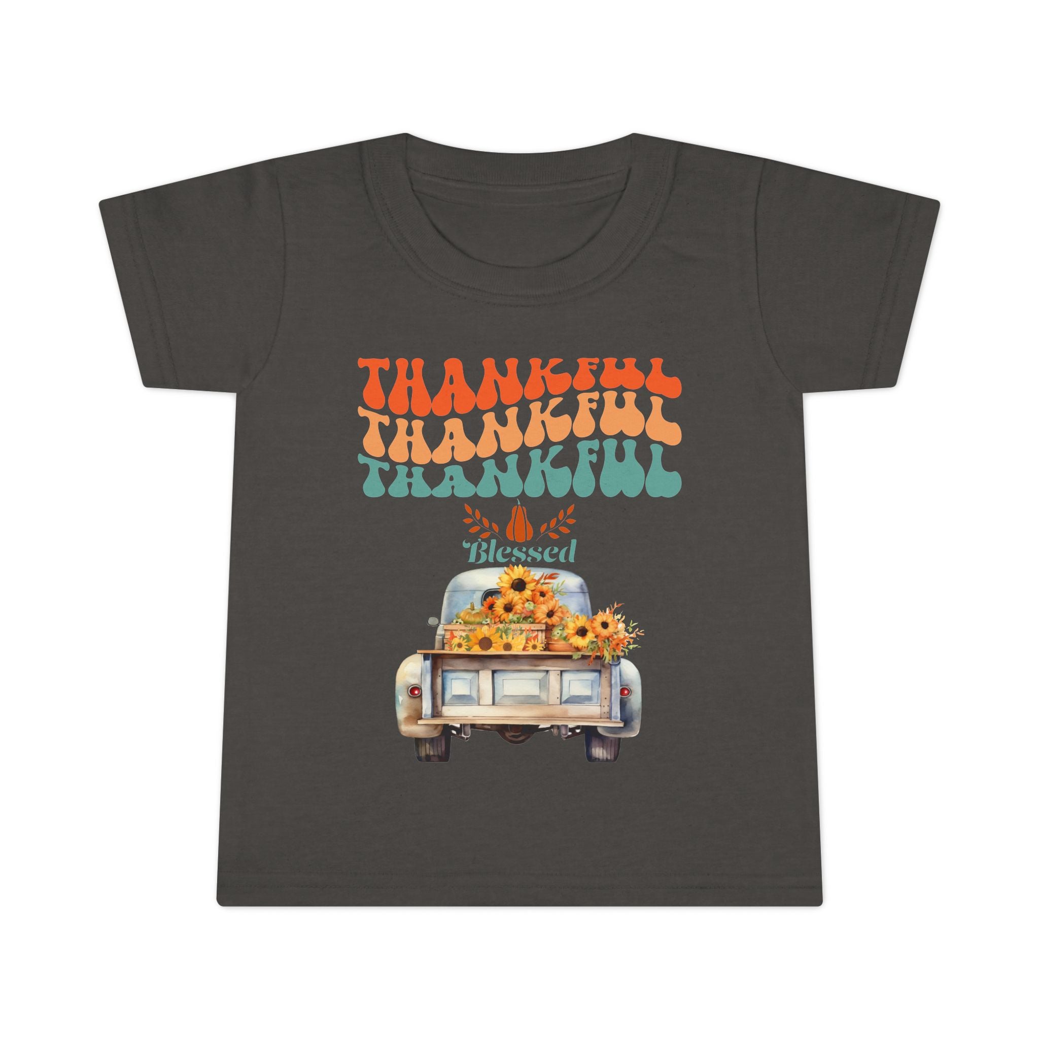 Toddler T-Shirt - Thankful Vintage Car Design, Cute Autumn Apparel, Fall Celebration Shirt, Kids Gratitude Tee, Gifts for Thanksgiving