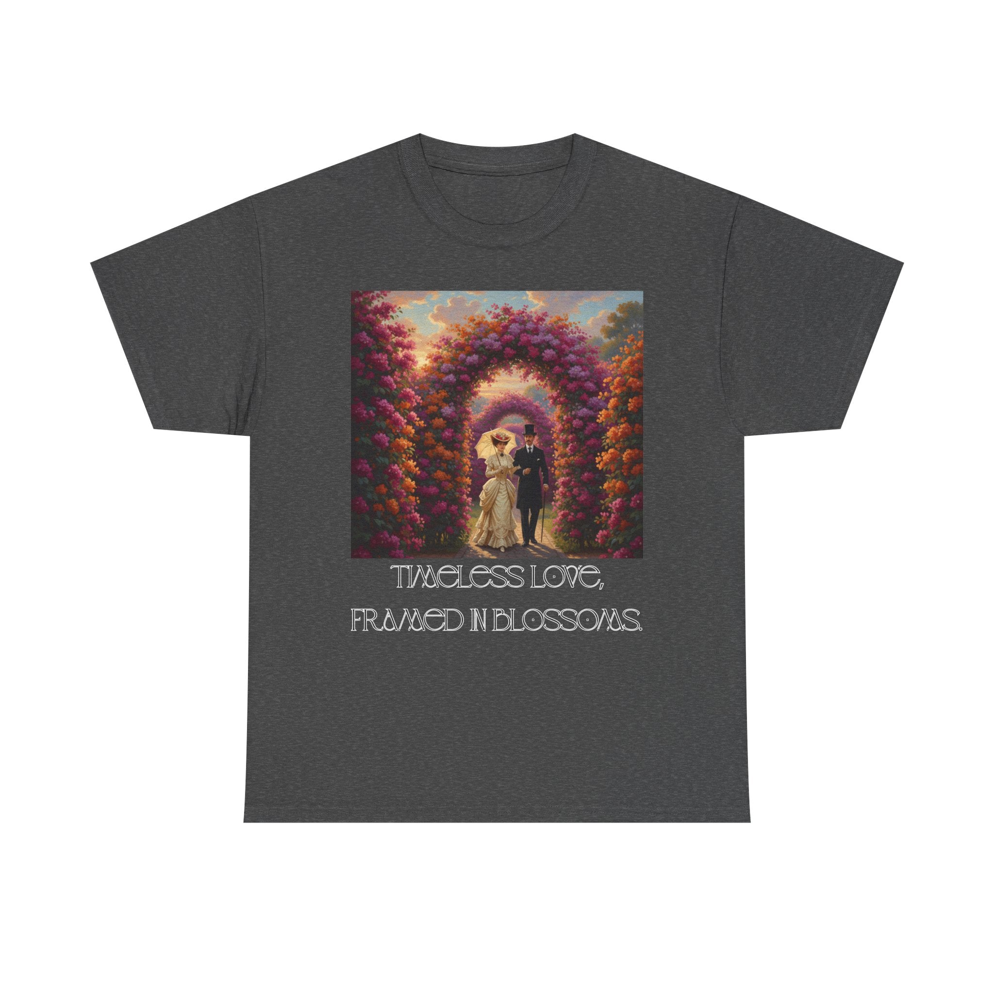 Whimsical Unisex Heavy Cotton Tee, Bohemian Vintage Shirt, Relaxed Fit Graphic Tee, Spring Flower T-Shirt, Casual Everyday Wear