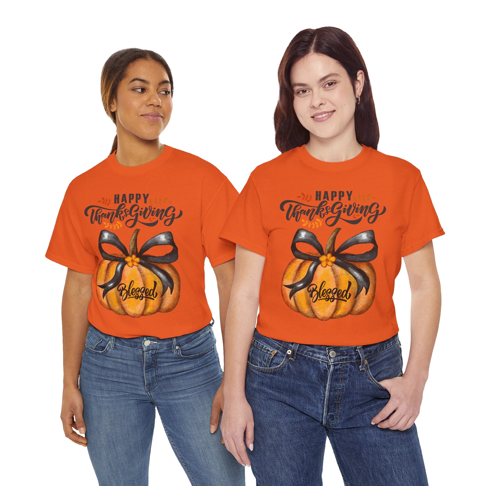 Thanksgiving Pumpkin Tee - Happy Thanksgiving, Blessed Shirt, Fall Apparel, Unisex Cotton Tee, Holiday Gift