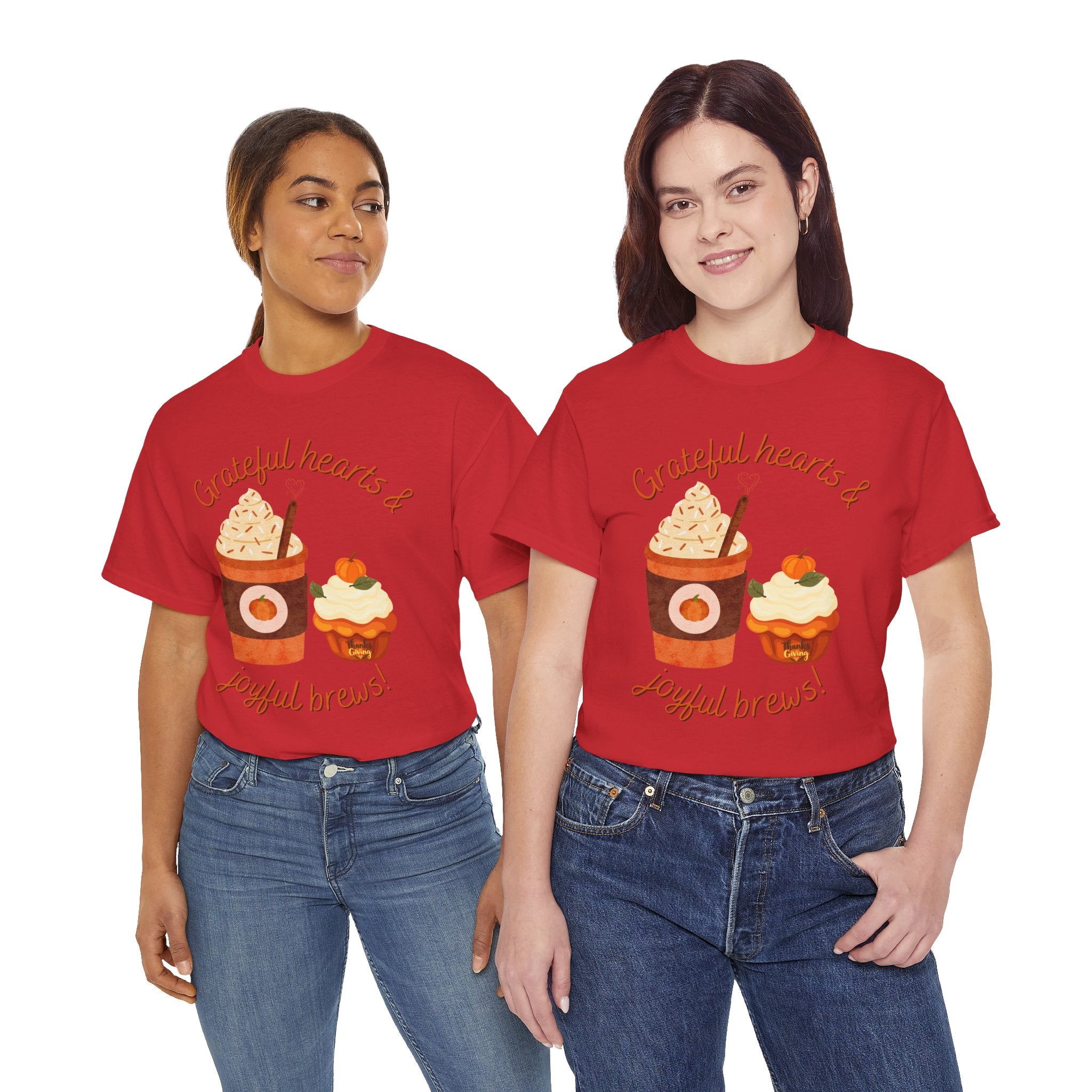 Happy Thanksgiving- Grateful Hearts & Joyful Brews Tee, Unisex Cotton Shirt, Coffee Lovers Gift, Casual Wear, Cute Tee for Celebrations, Fall Fashion