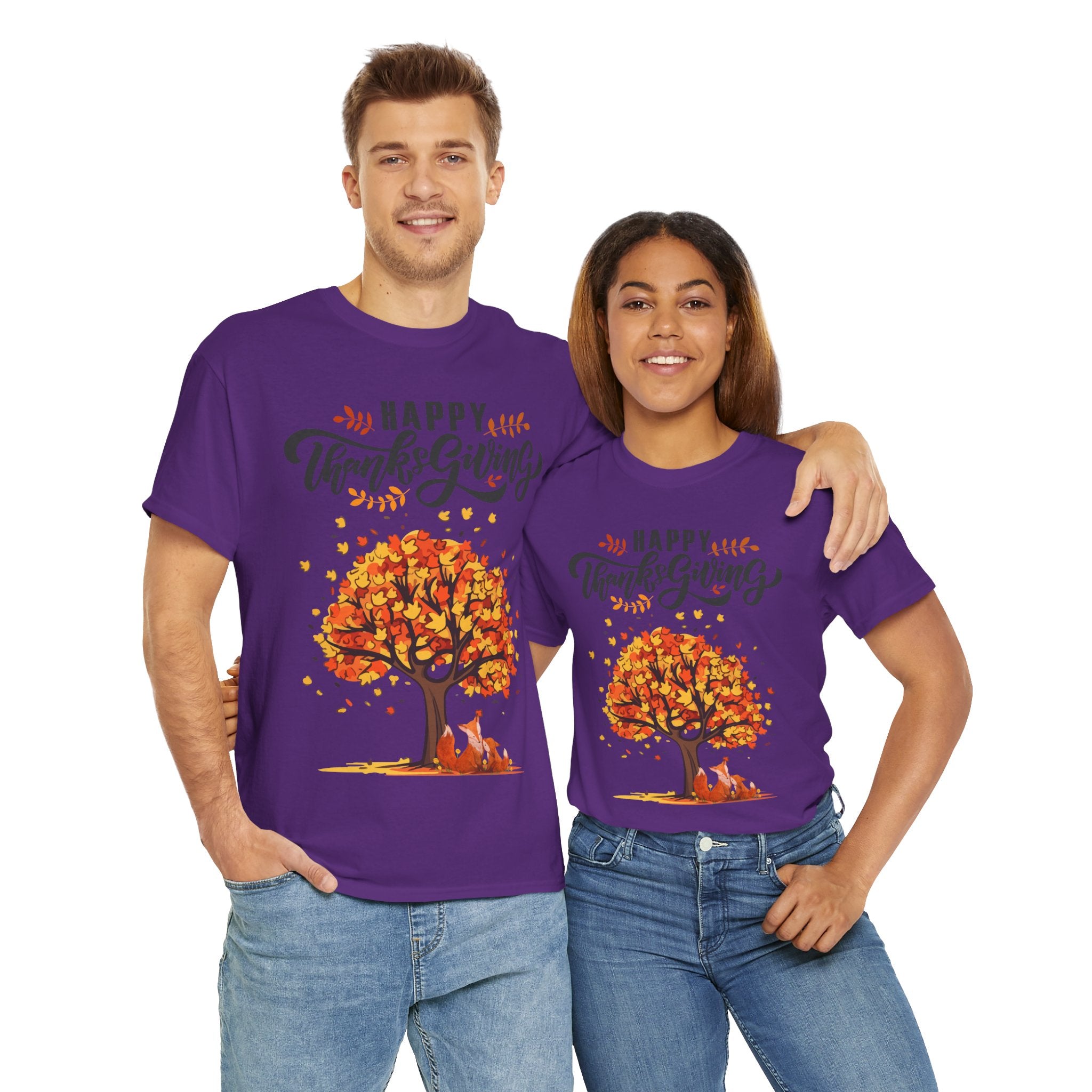 Thanksgiving Tree Tee, Fall T-Shirt, Autumn Apparel, Cozy Gift for Family, Cute Holiday Top
