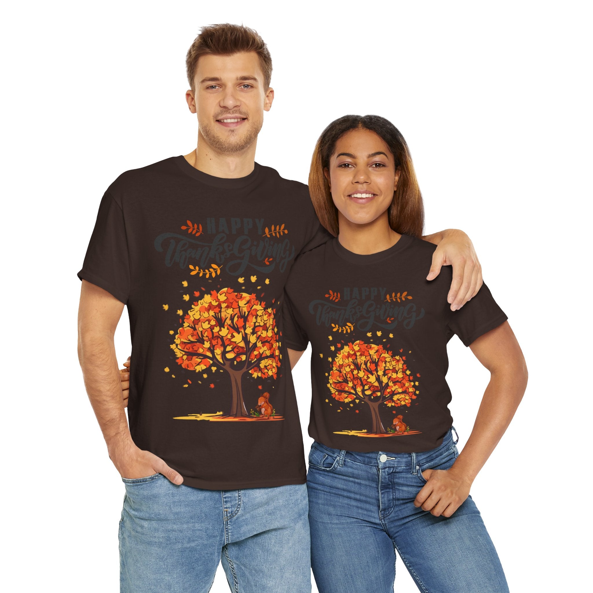 Happy Thanksgiving Tree Unisex Tee, Autumn Shirt, Holiday Apparel, Fall Fashion, Seasonal Gift