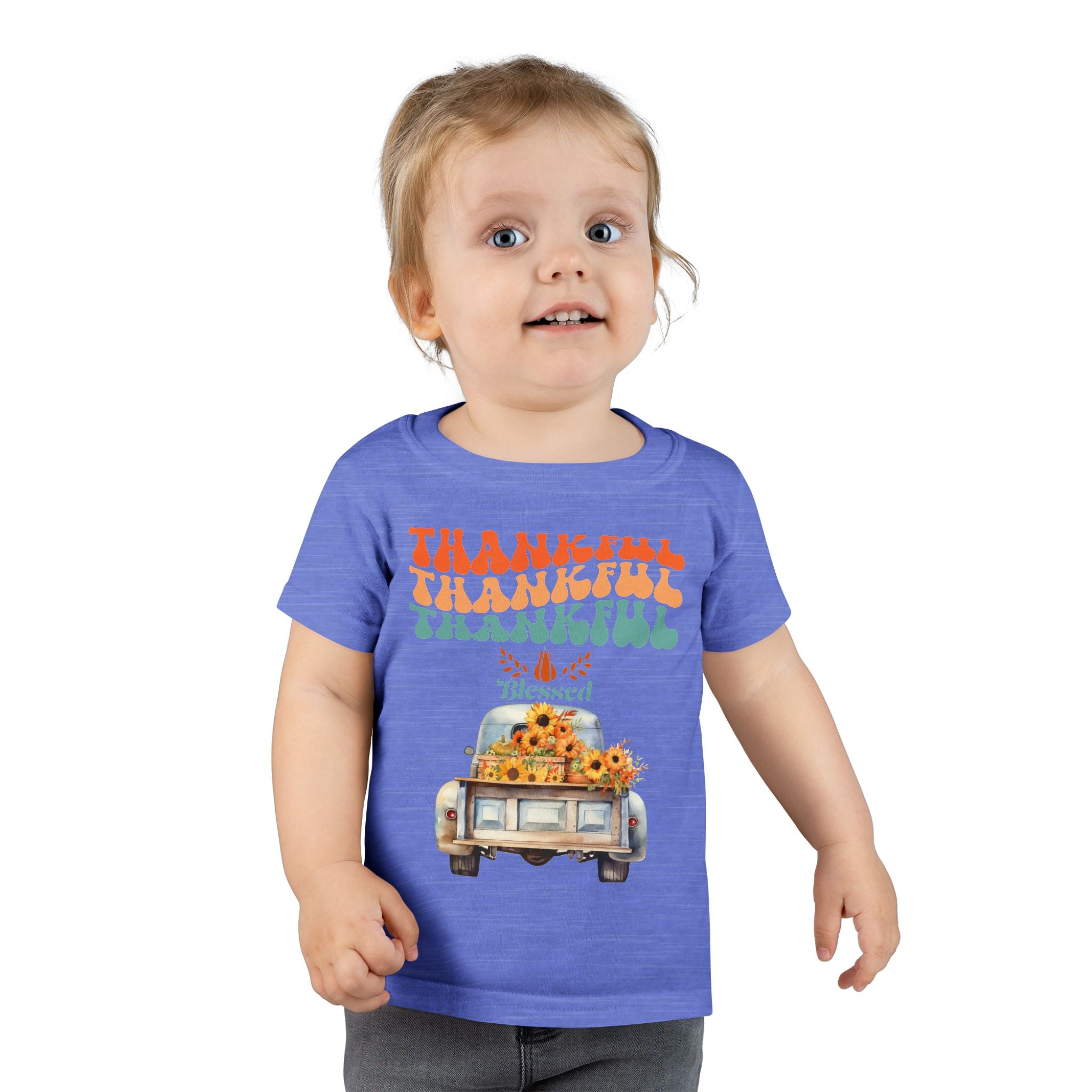 Toddler T-Shirt - Thankful Vintage Car Design, Cute Autumn Apparel, Fall Celebration Shirt, Kids Gratitude Tee, Gifts for Thanksgiving