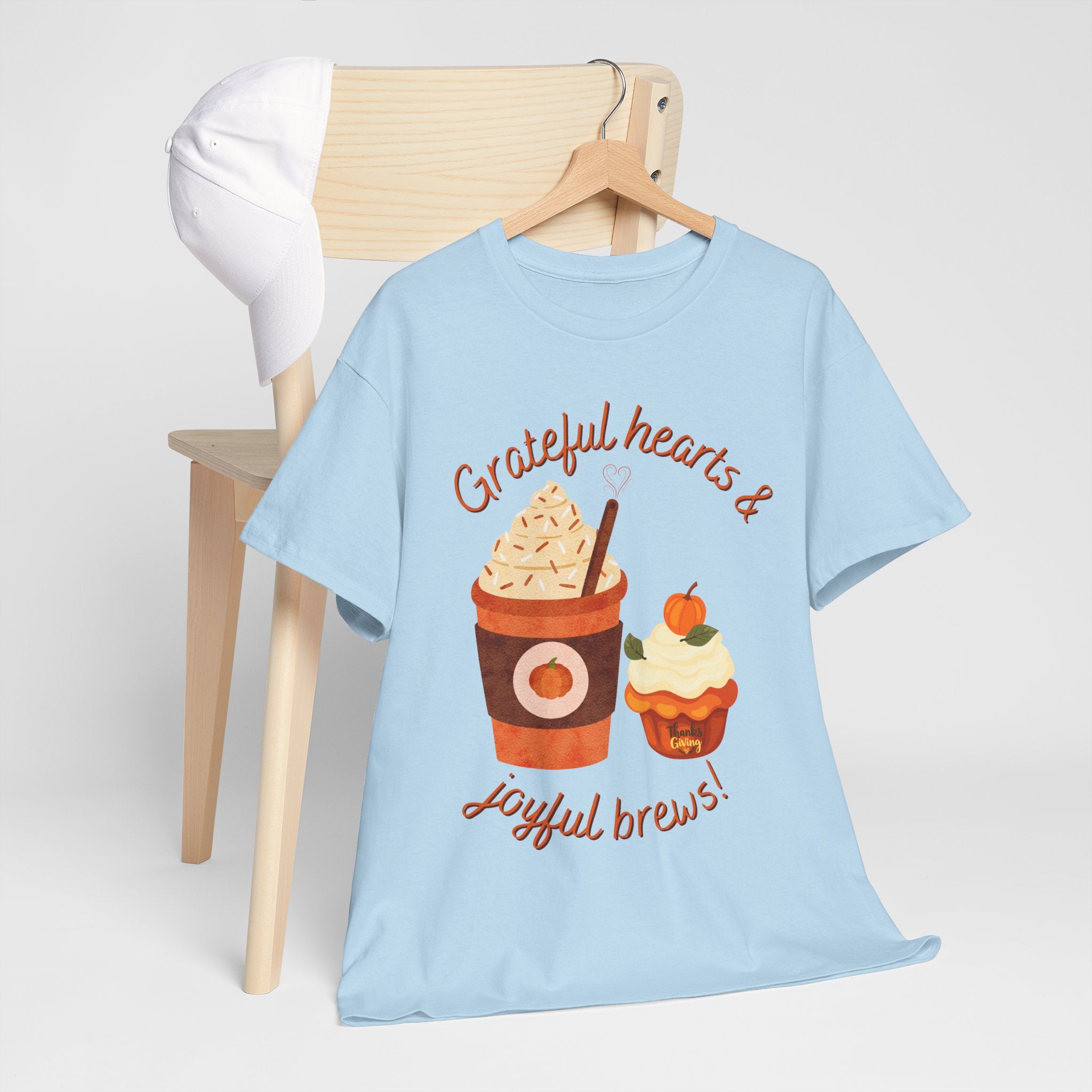 Happy Thanksgiving- Grateful Hearts & Joyful Brews Tee, Unisex Cotton Shirt, Coffee Lovers Gift, Casual Wear, Cute Tee for Celebrations, Fall Fashion