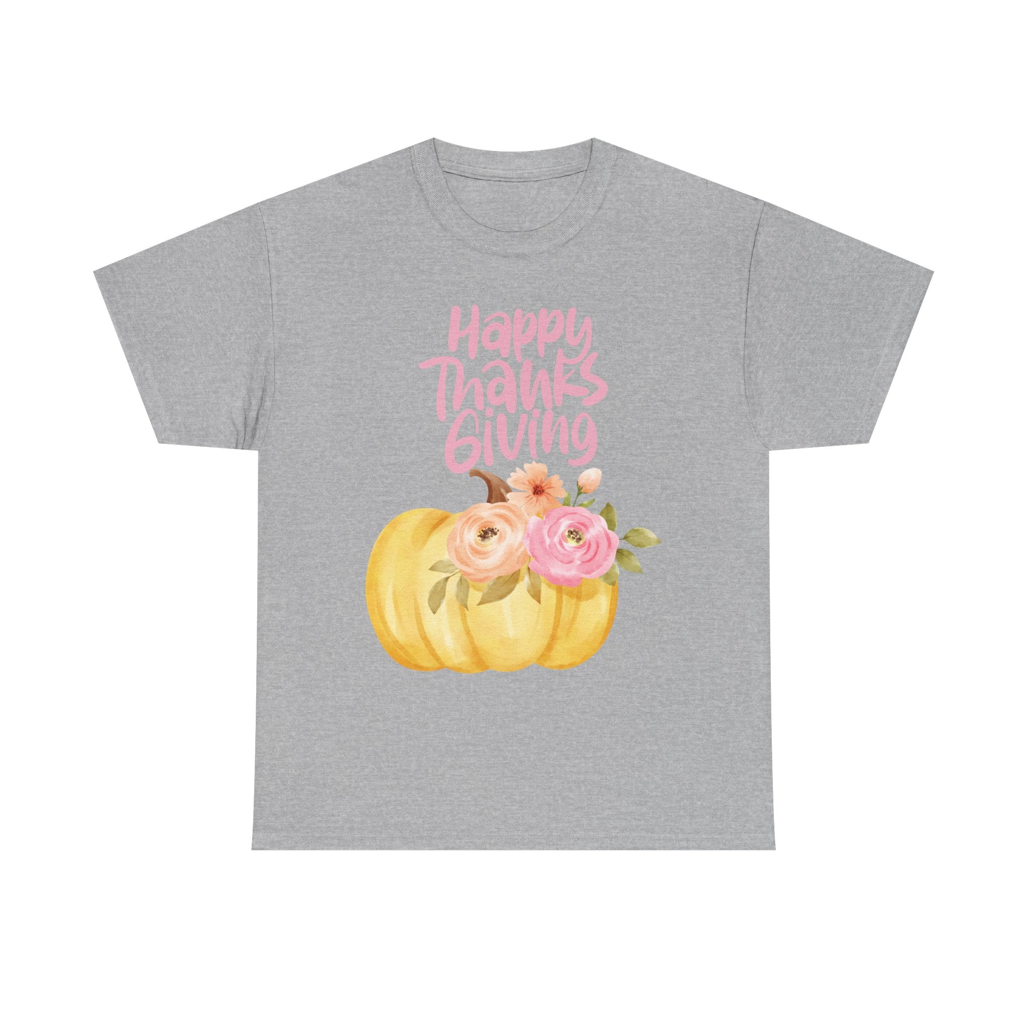 Thanksgiving Floral Tee, Holiday Shirt, Fall Fashion, Gifts for Her, Pumpkin T-Shirt, Autumn Apparel, Friendsgiving Outfit