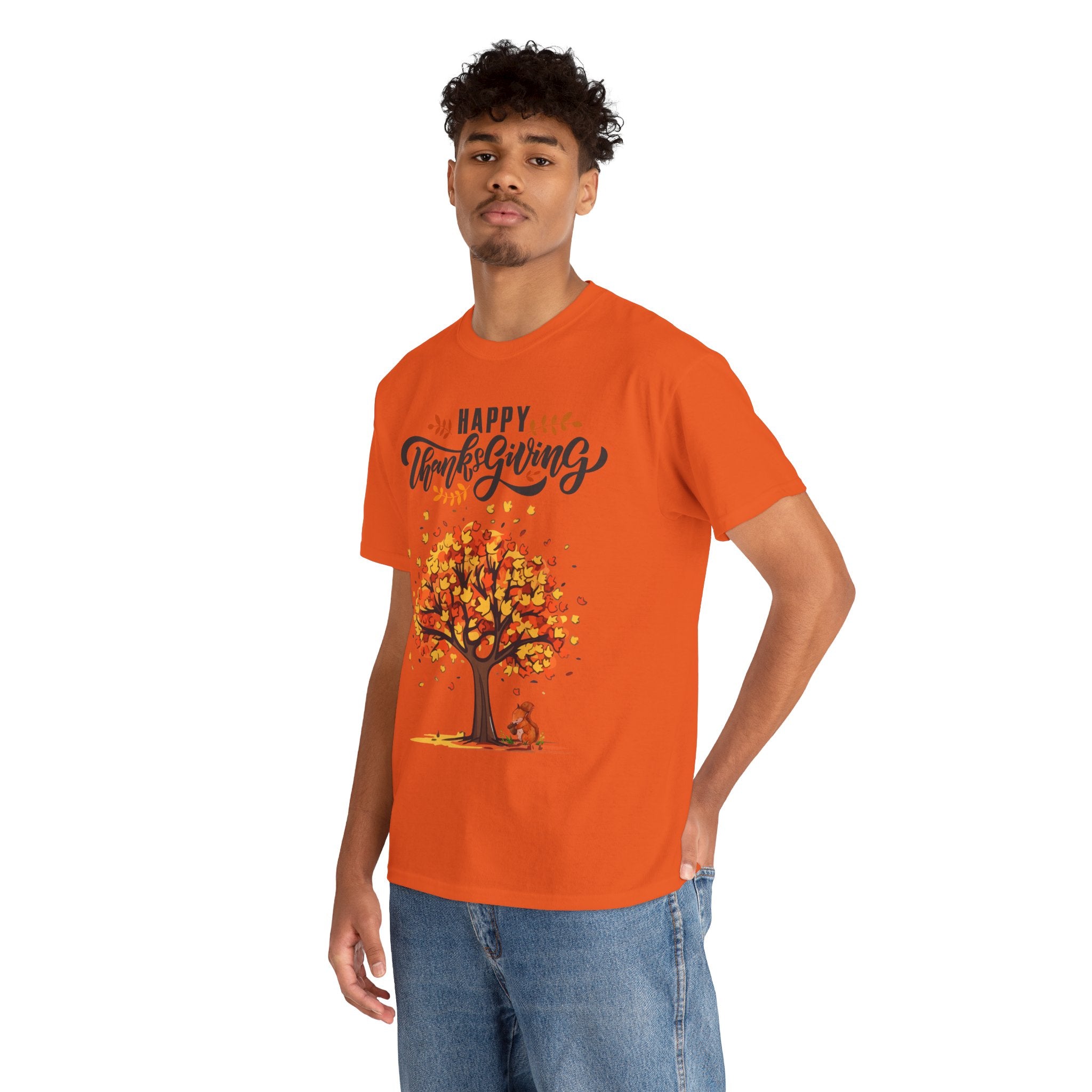 Happy Thanksgiving Tree Unisex Tee, Autumn Shirt, Holiday Apparel, Fall Fashion, Seasonal Gift